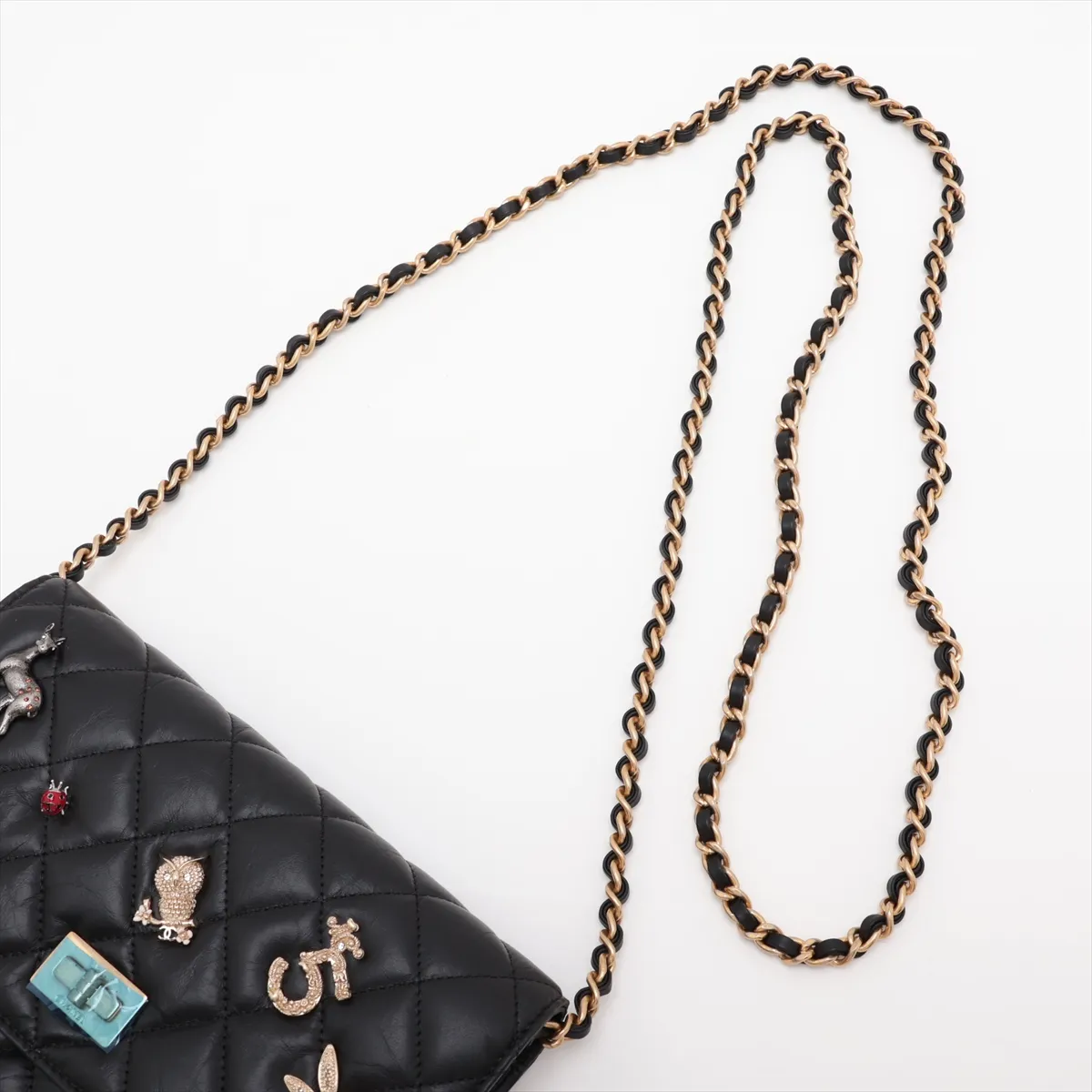 2.55 Vintage Calf Chain Wallet Icon Black Gold Hardware 24099787 (Serial Number 24) — view 5