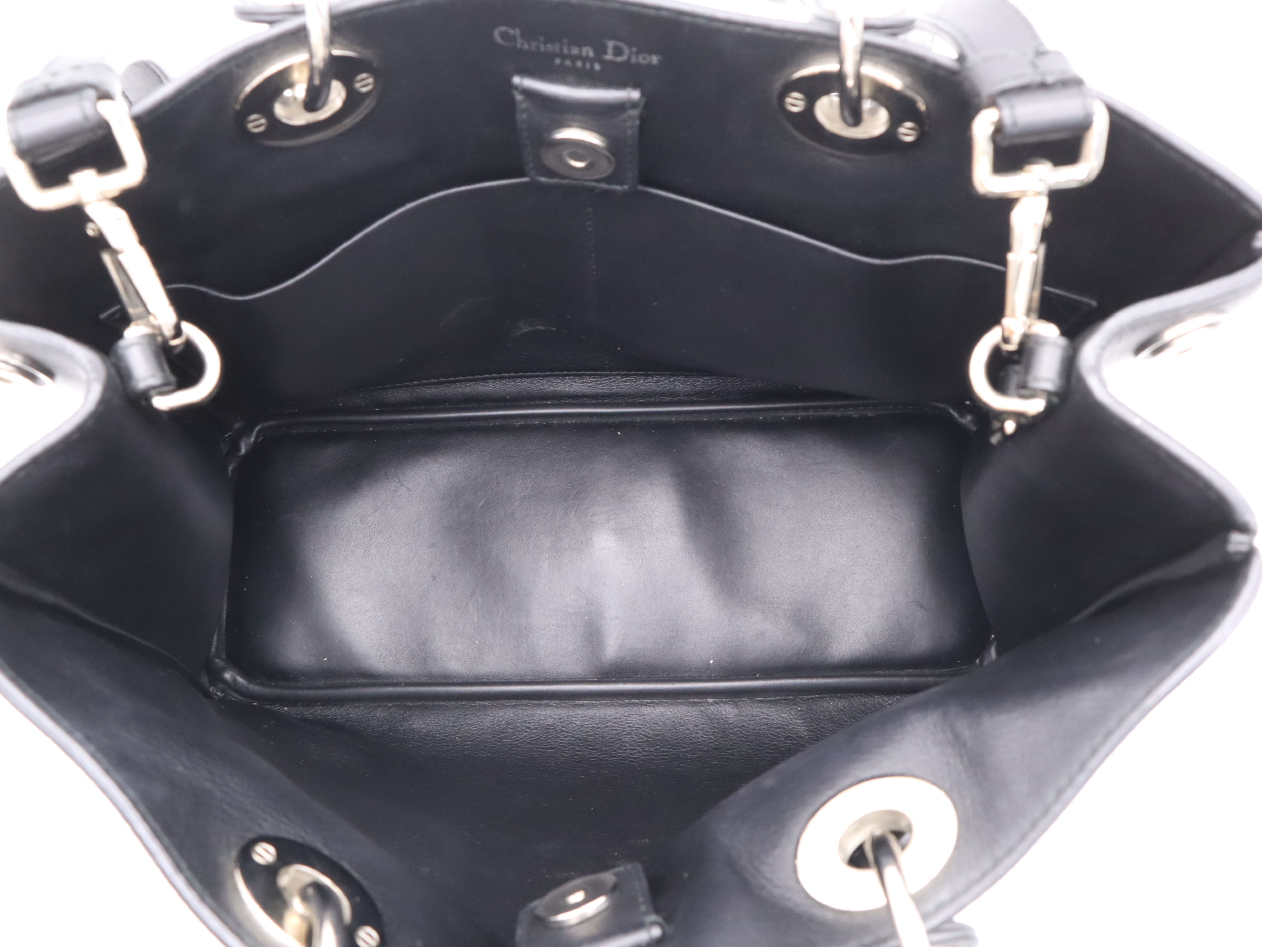 Leather Paradise Diorissimo 2-Way Bag, Black, Silver Hardware, with Shoulder Strap, Handbag — view 12