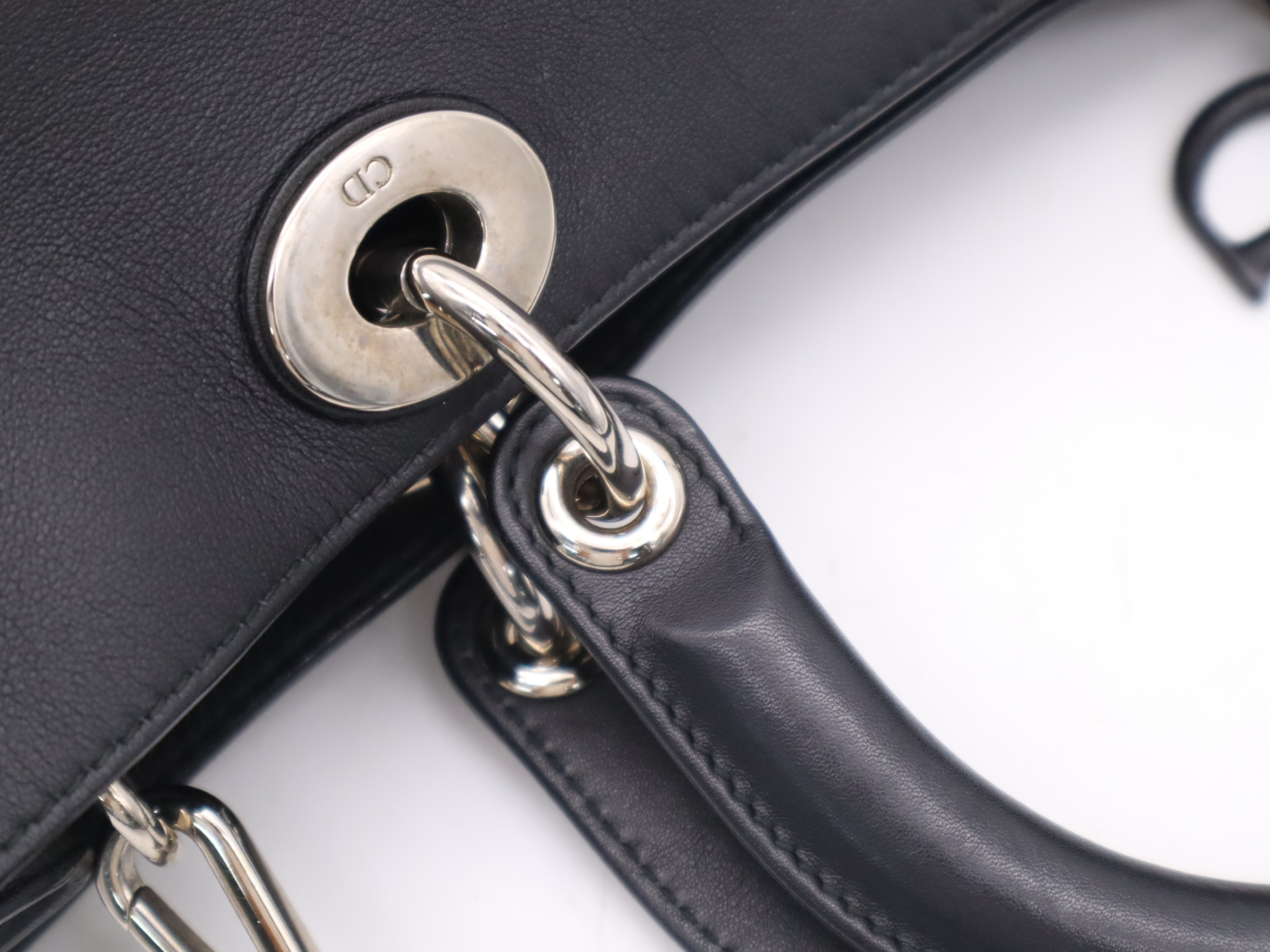 Leather Paradise Diorissimo 2-Way Bag, Black, Silver Hardware, with Shoulder Strap, Handbag — view 7