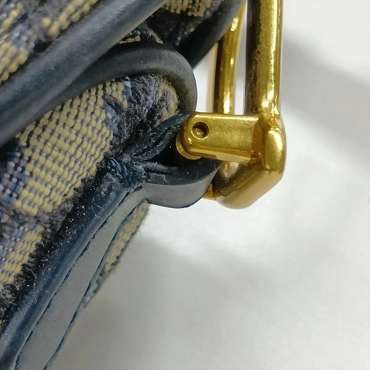 Oblique Saddle Bag Canvas x Leather Handbag Navy — view 11