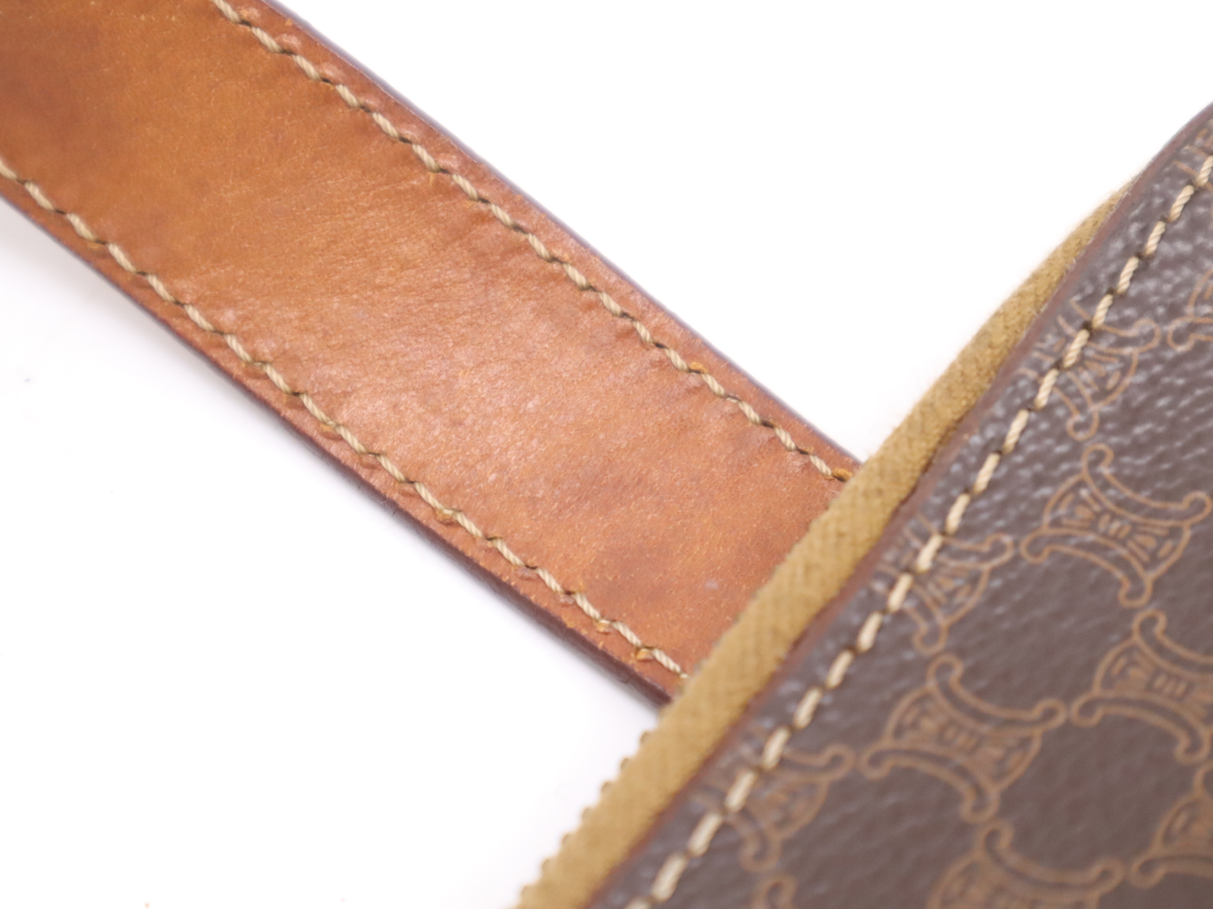 Leather Round Tote Bag, Brown, Gold Hardware — view 9