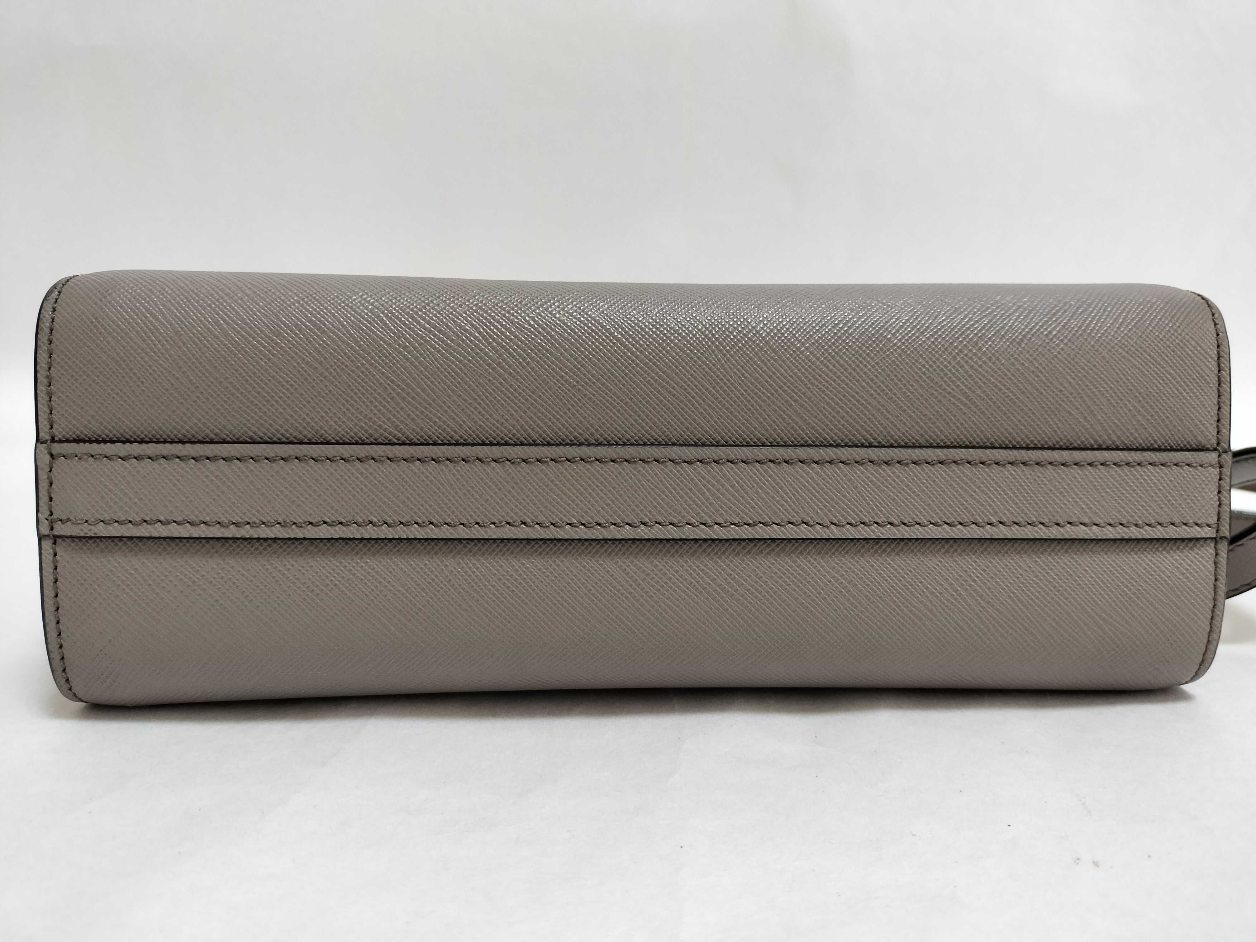1BH104 Logo Shoulder Bag, Gold Hardware, Saffiano Leather, Gray Shoulder Bag — view 8