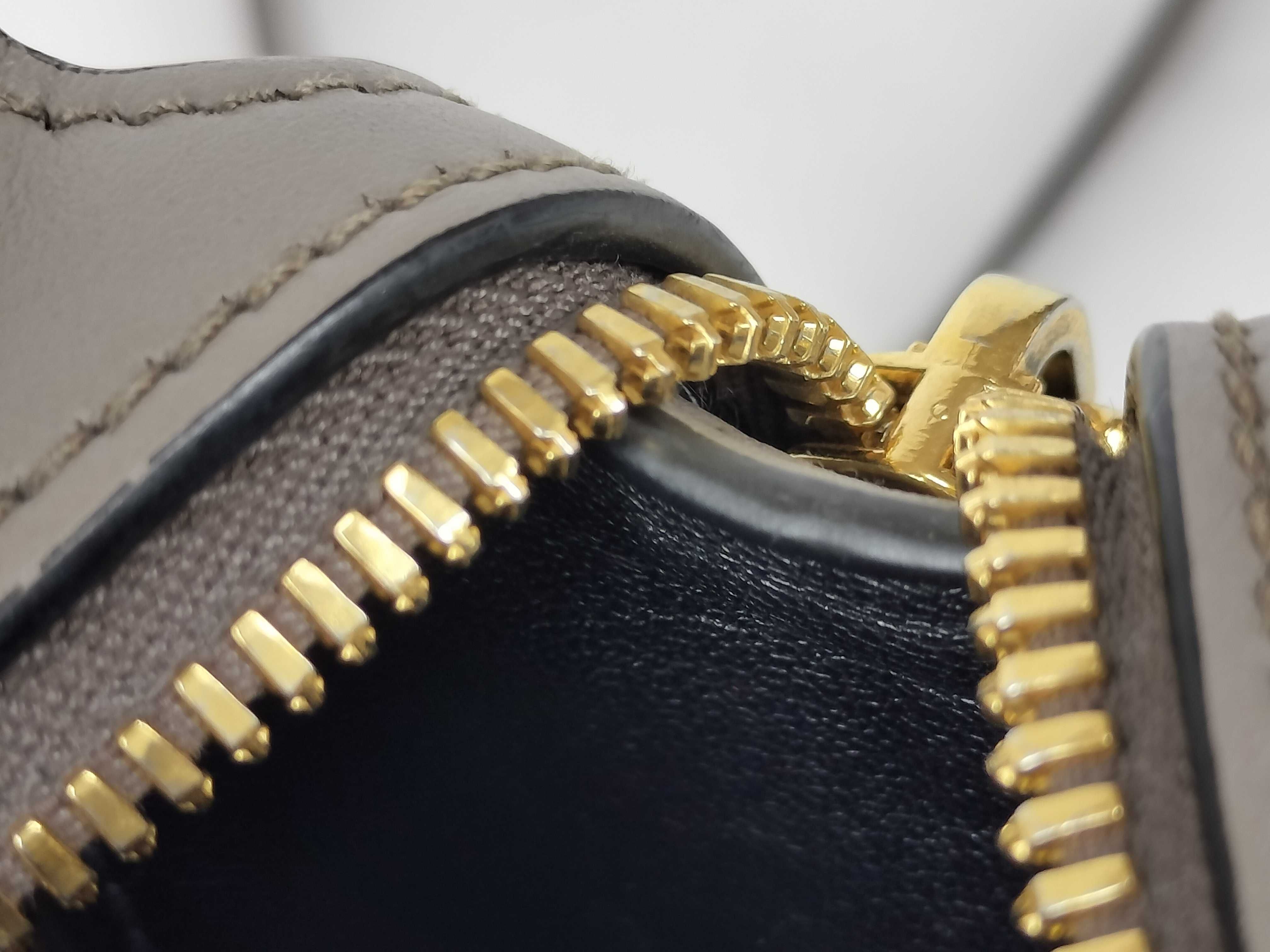 1BH104 Logo Shoulder Bag, Gold Hardware, Saffiano Leather, Gray Shoulder Bag — view 9