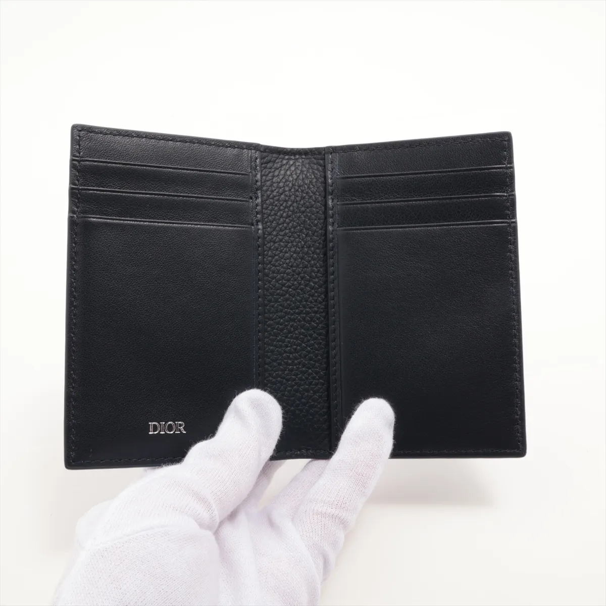 CD logo leather card case, navy — view 3