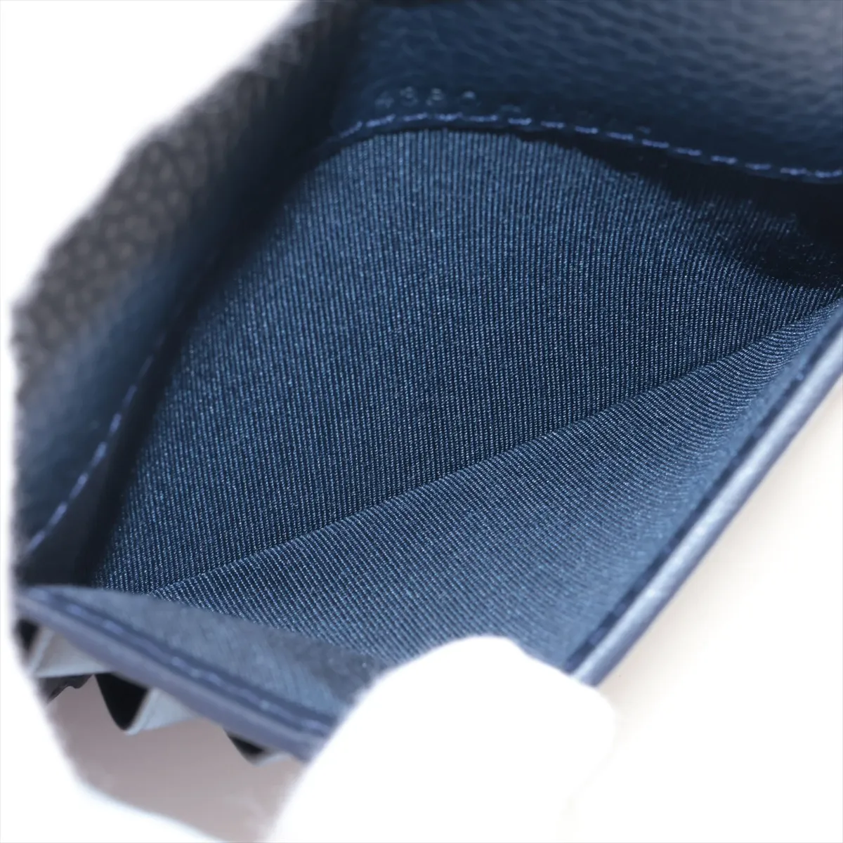 CD logo leather card case, navy — view 4