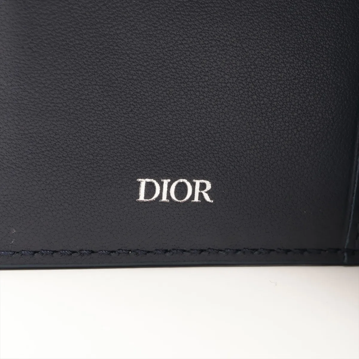 CD logo leather card case, navy — view 6