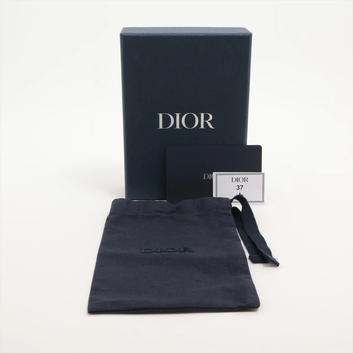 CD logo leather card case, navy — view 7