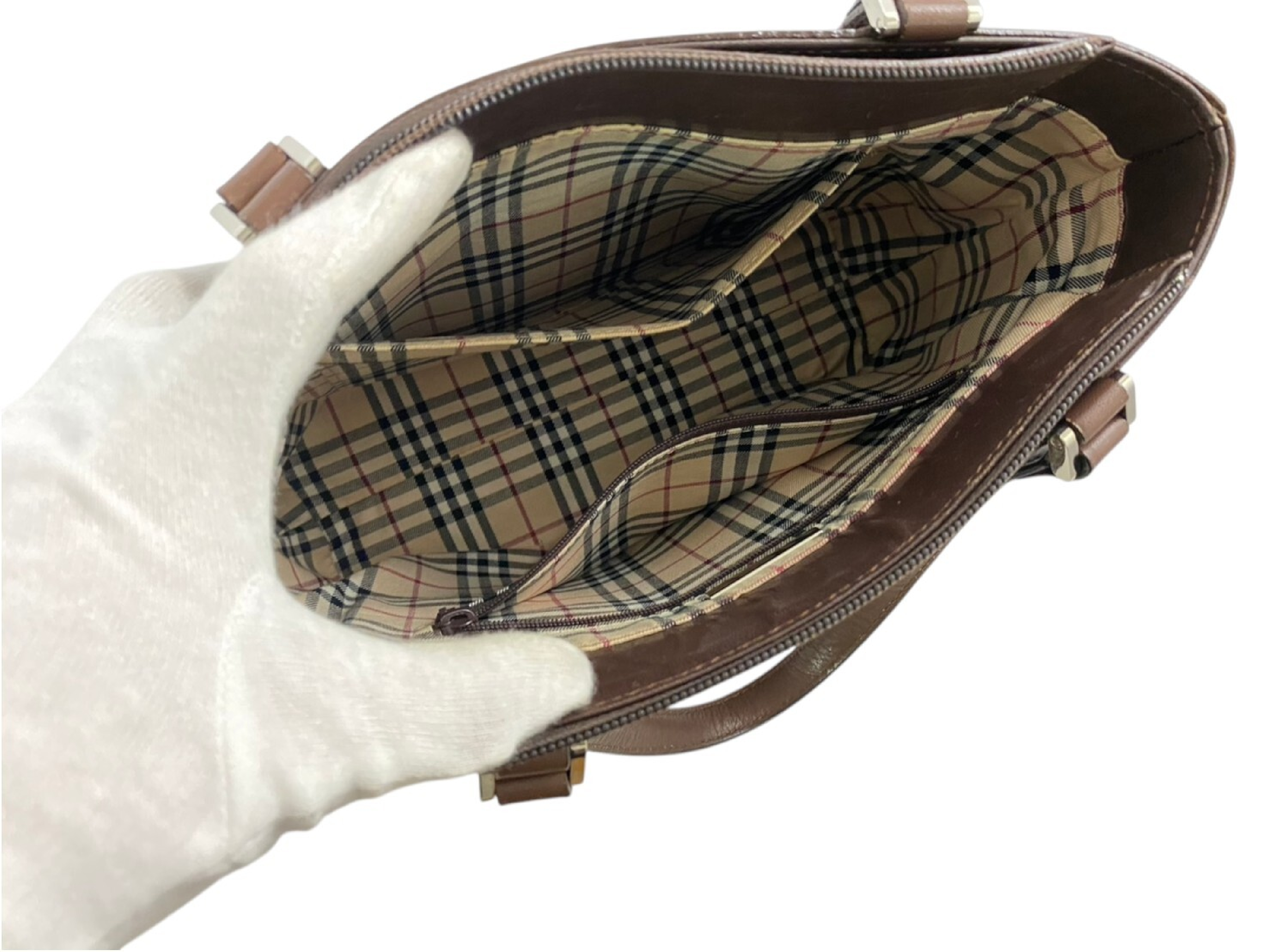 Nova Check Leather Handbag — view 7