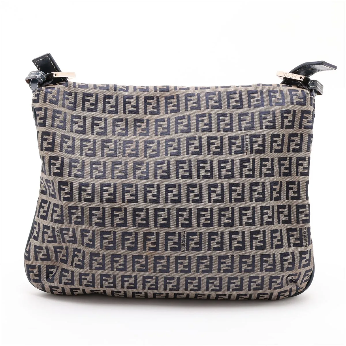 Zucchino Canvas x Leather Shoulder Bag, Navy — view 2