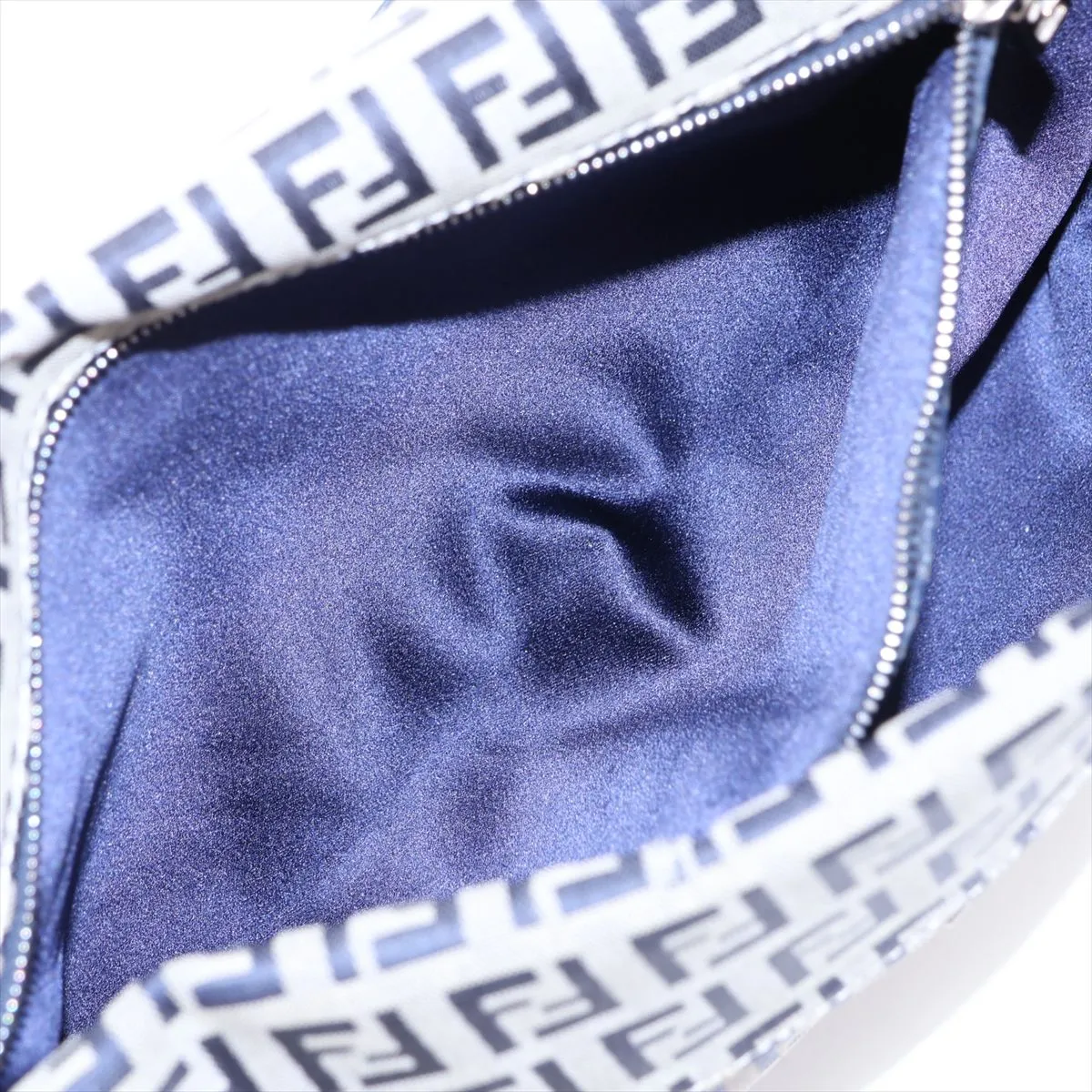 Zucchino Canvas x Leather Shoulder Bag, Navy — view 7
