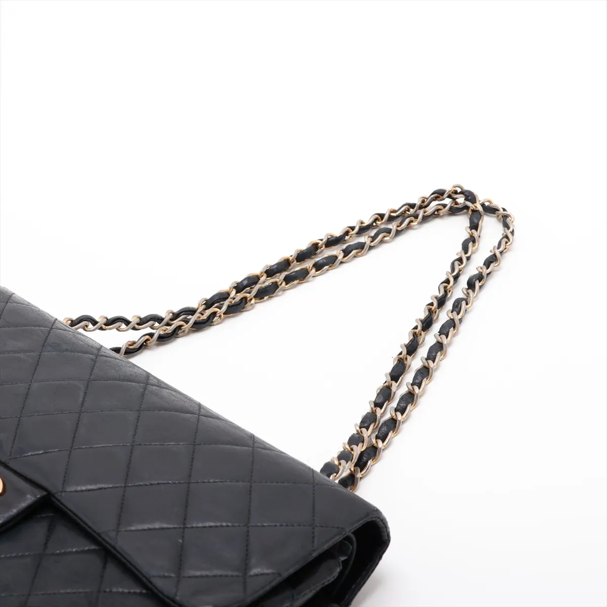 Matelassé 25 Lambskin Double Flap Double Chain Bag, Black with Gold Hardware, 1220306, Series 1, A01112 — view 5