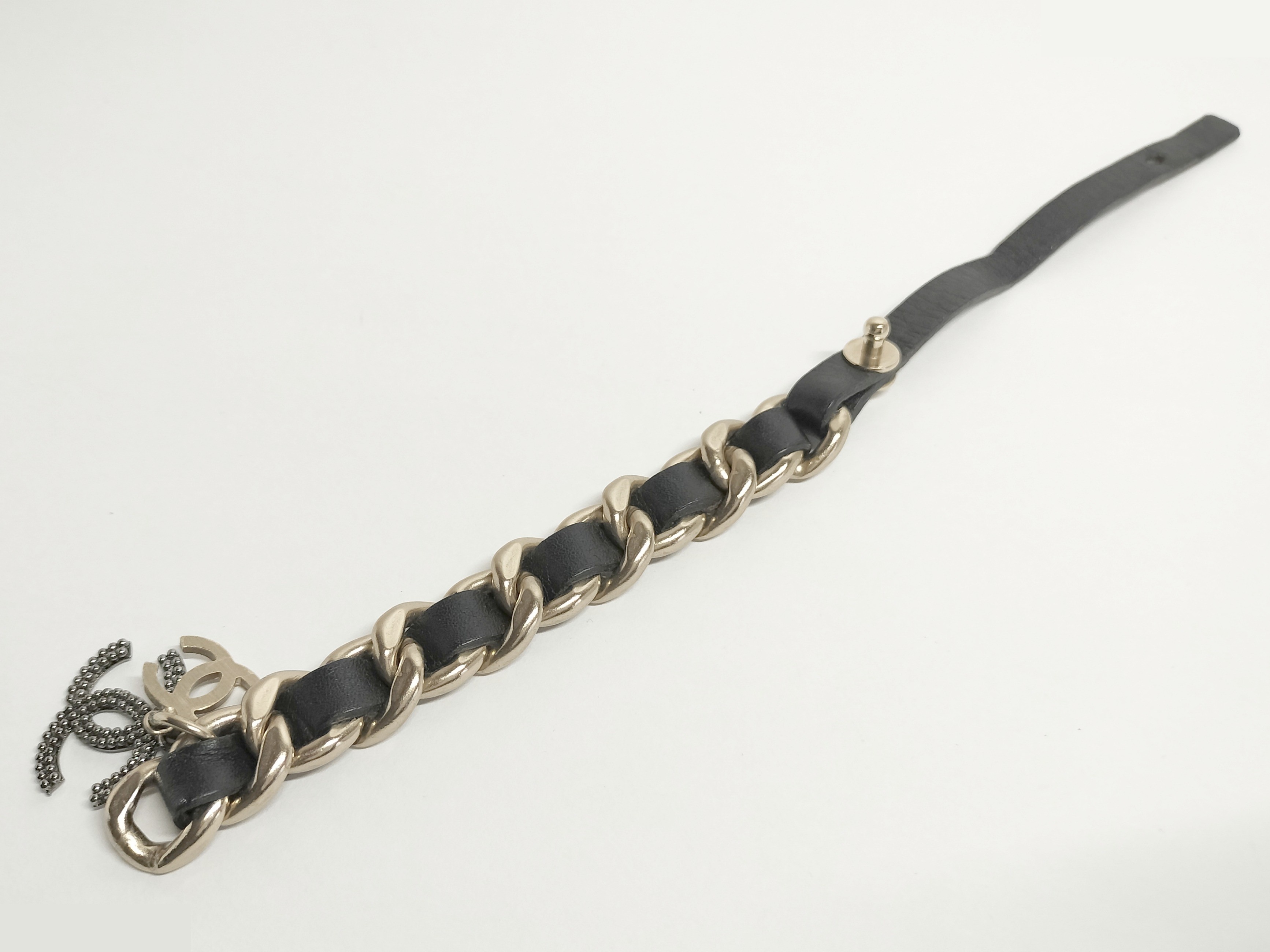 Coco Leather Chain Gold Bracelet, Wrist Circumference Approx. 16cm — view 2