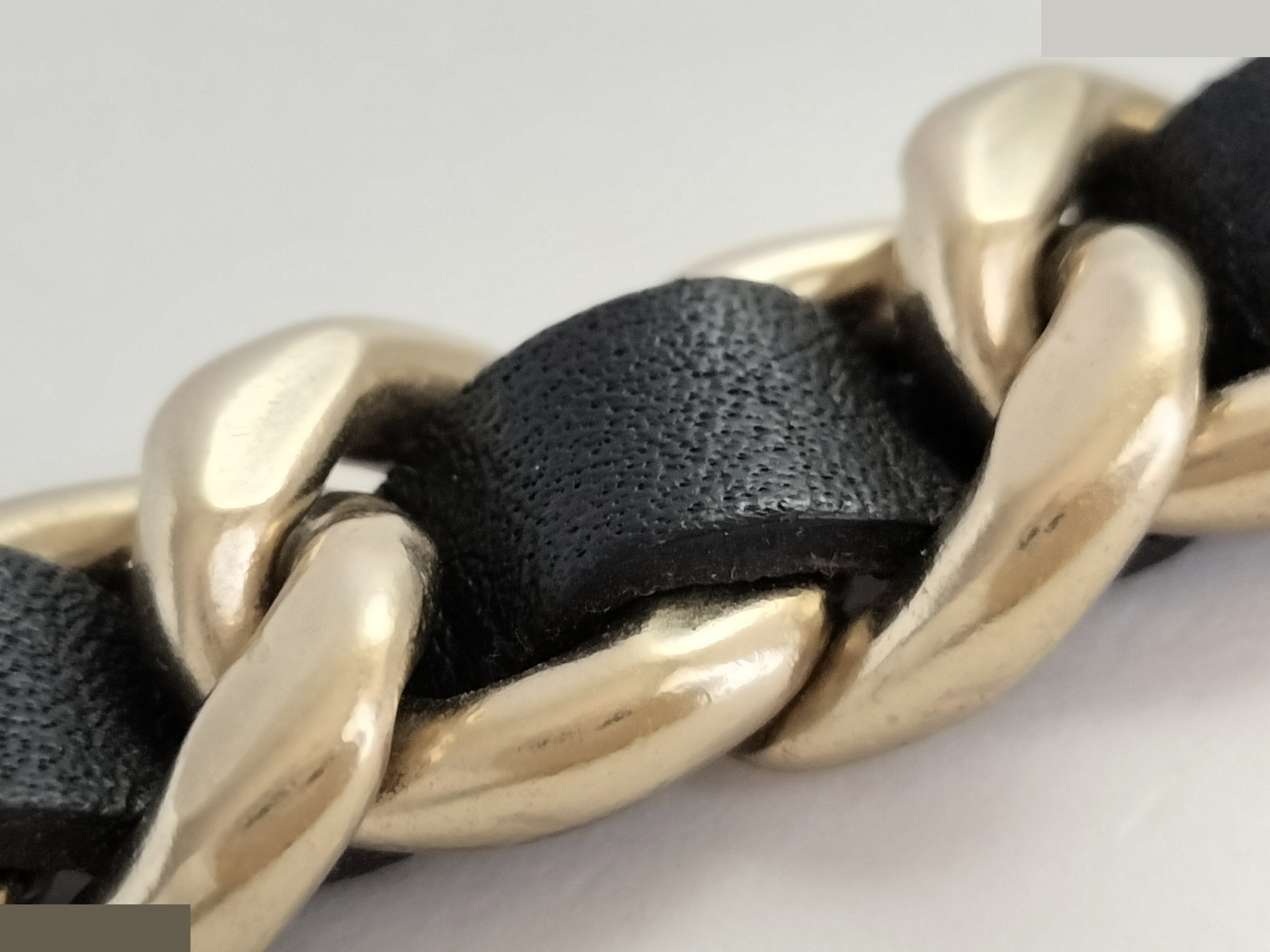 Coco Leather Chain Gold Bracelet, Wrist Circumference Approx. 16cm — view 8