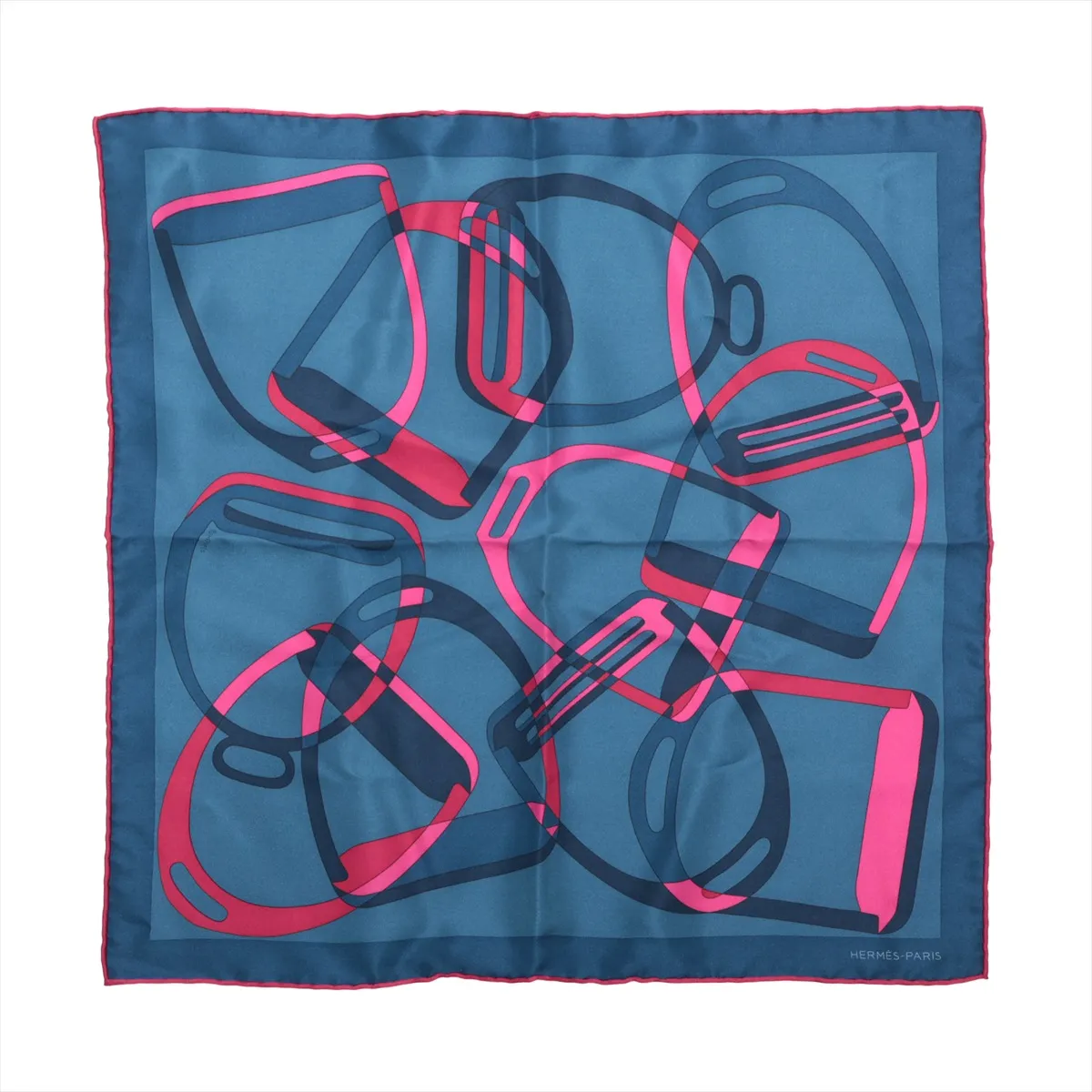 QUINCAILLERIE Scarf Silk Blue Jean Thread Paper Tag Included Carre 45 Quincaillerie Equestre