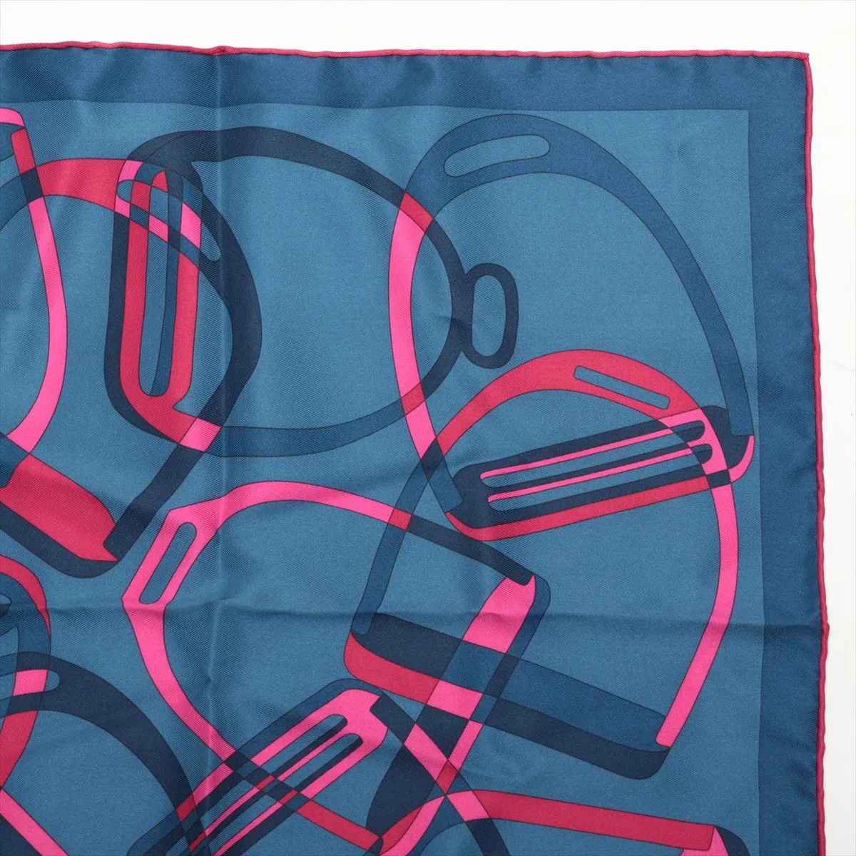 QUINCAILLERIE Scarf Silk Blue Jean Thread Paper Tag Included Carre 45 Quincaillerie Equestre — view 3
