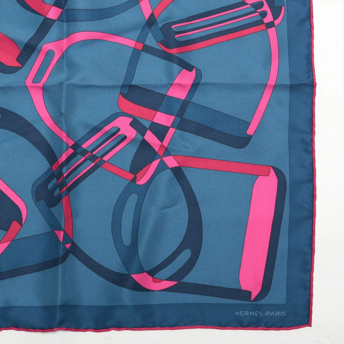 QUINCAILLERIE Scarf Silk Blue Jean Thread Paper Tag Included Carre 45 Quincaillerie Equestre — view 4