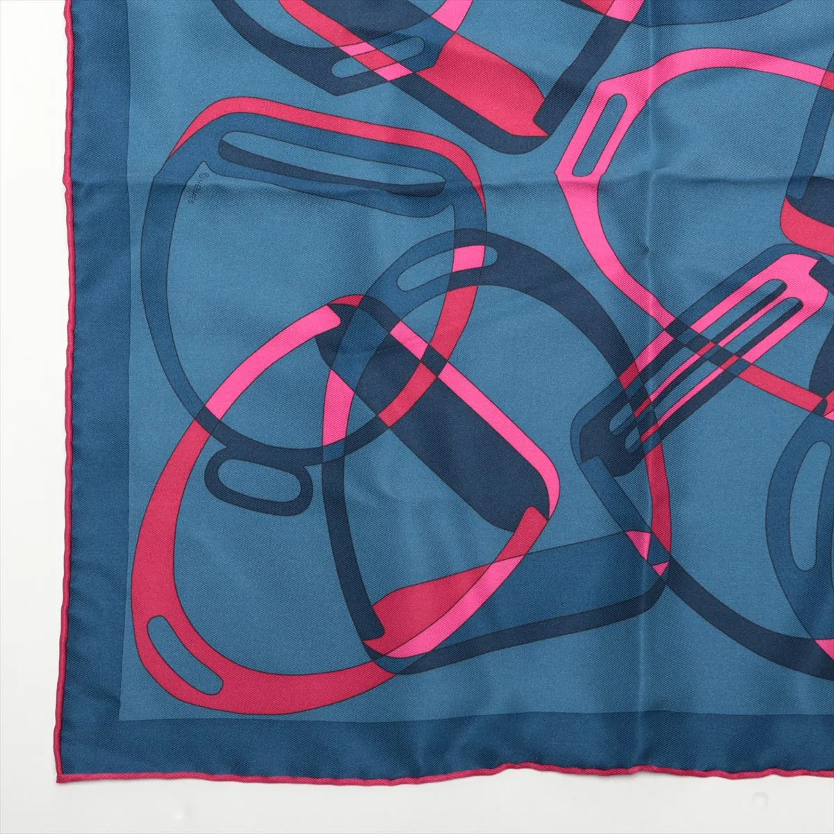 QUINCAILLERIE Scarf Silk Blue Jean Thread Paper Tag Included Carre 45 Quincaillerie Equestre — view 5