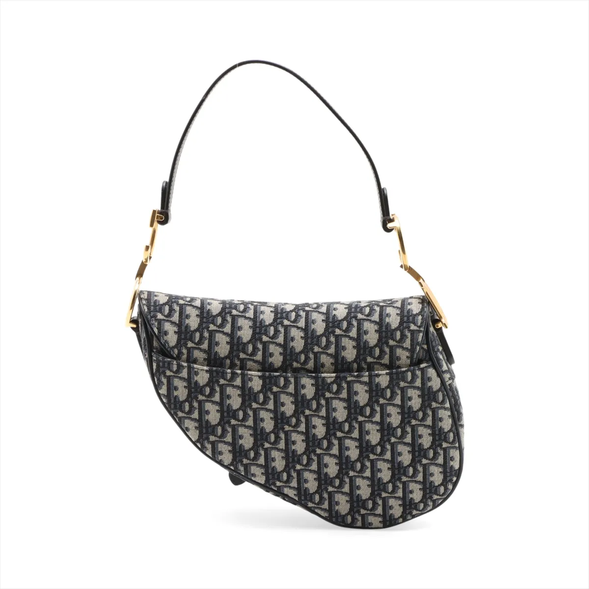 Oblique Saddle Bag, Canvas x Leather, 2-Way Shoulder Bag, Navy x Beige, Star Mark — view 2