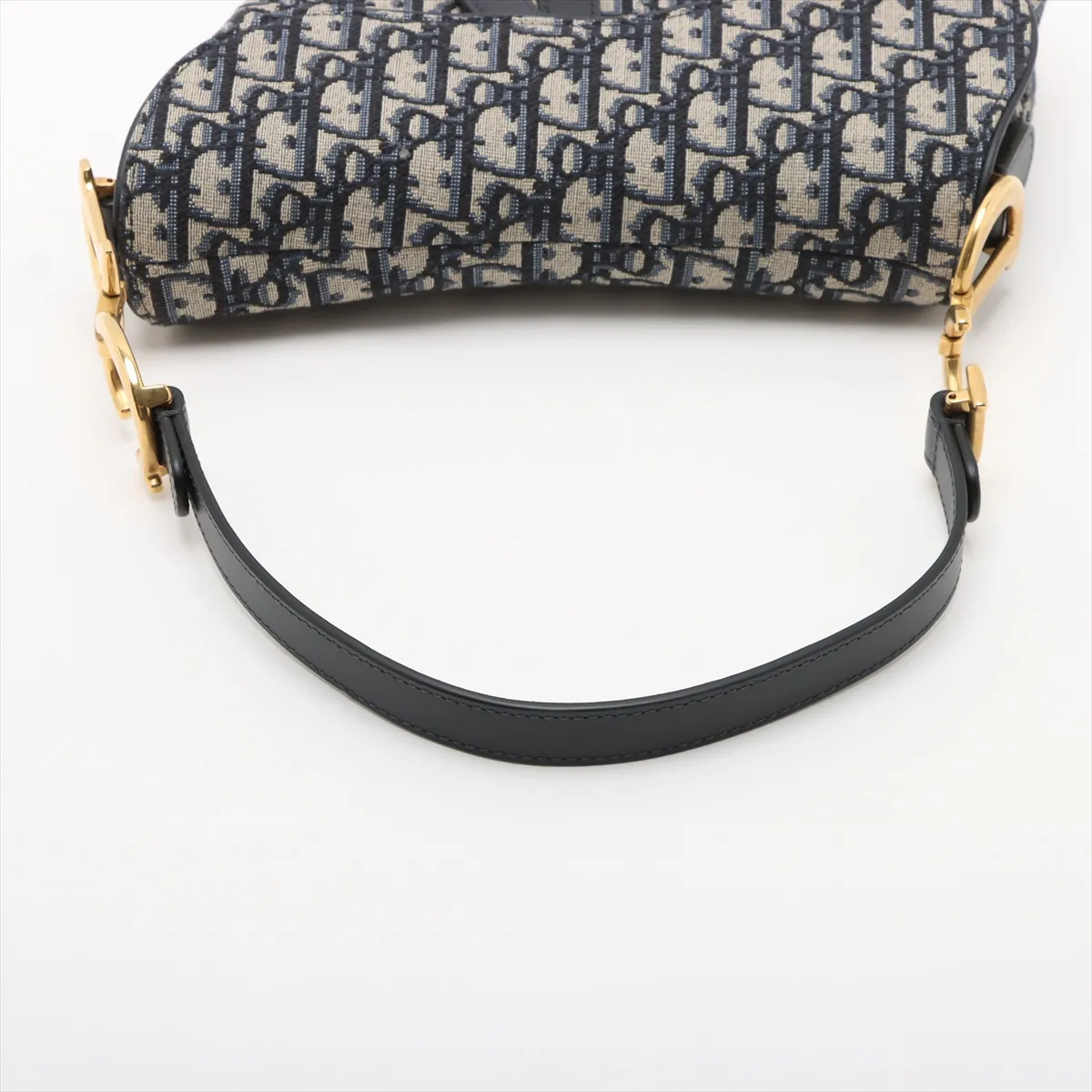 Oblique Saddle Bag, Canvas x Leather, 2-Way Shoulder Bag, Navy x Beige, Star Mark — view 5
