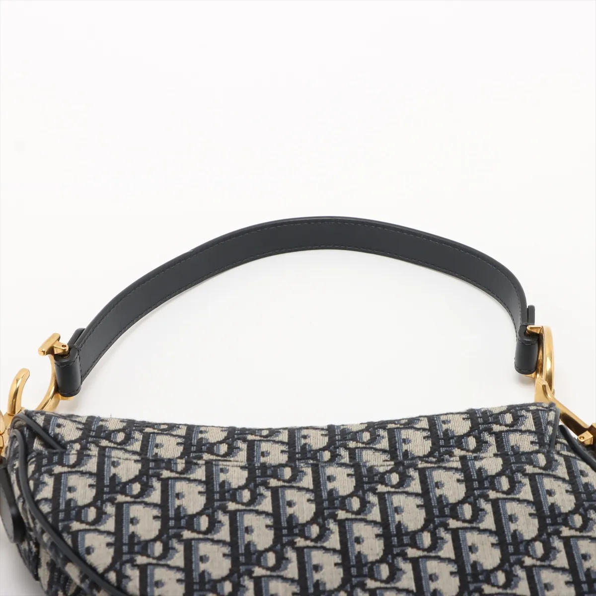 Oblique Saddle Bag, Canvas x Leather, 2-Way Shoulder Bag, Navy x Beige, Star Mark — view 6