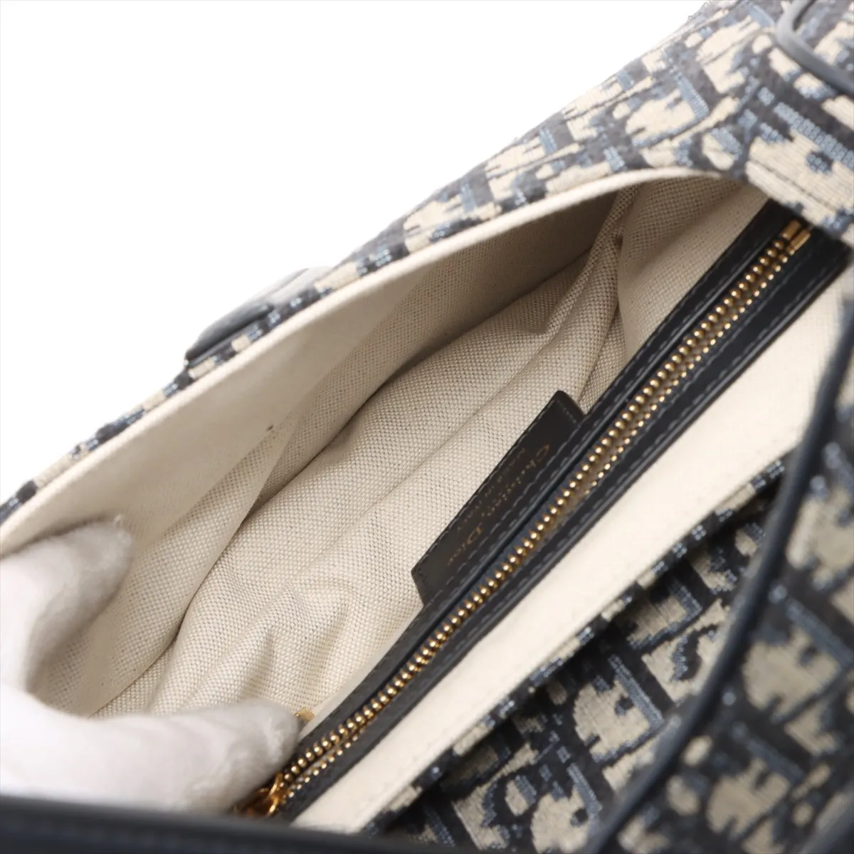 Oblique Saddle Bag, Canvas x Leather, 2-Way Shoulder Bag, Navy x Beige, Star Mark — view 8