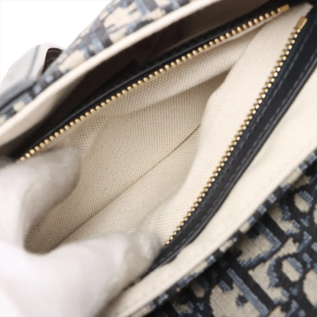 Oblique Saddle Bag, Canvas x Leather, 2-Way Shoulder Bag, Navy x Beige, Star Mark — view 9