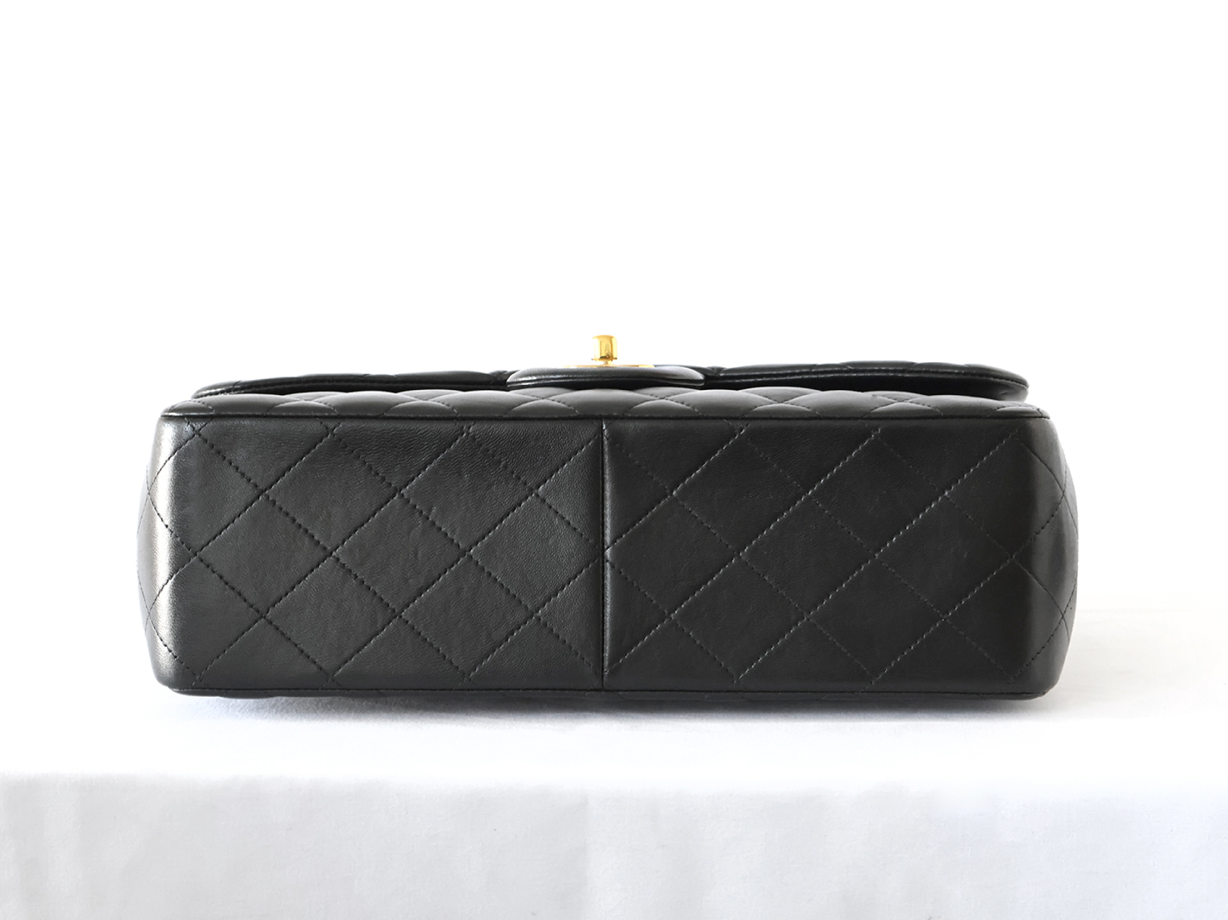 (with seal, serial number 19) Large Matelassé Lambskin Double Flap Double Chain Shoulder Bag, Black — view 5