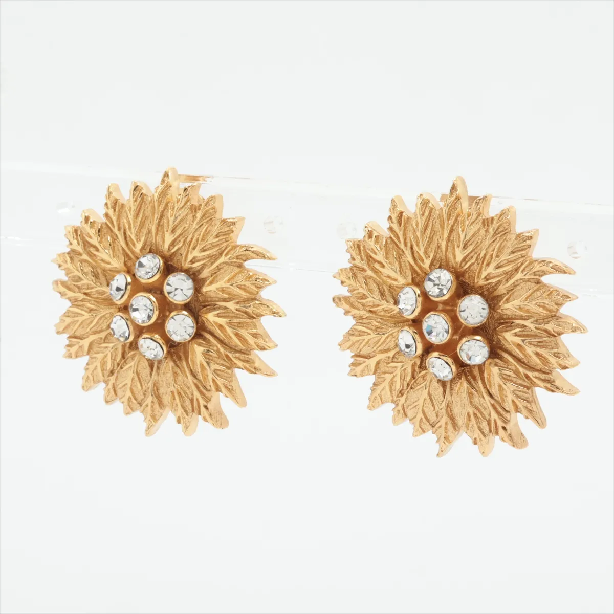 Earrings (Pair) GP x Rhinestone Gold — view 3