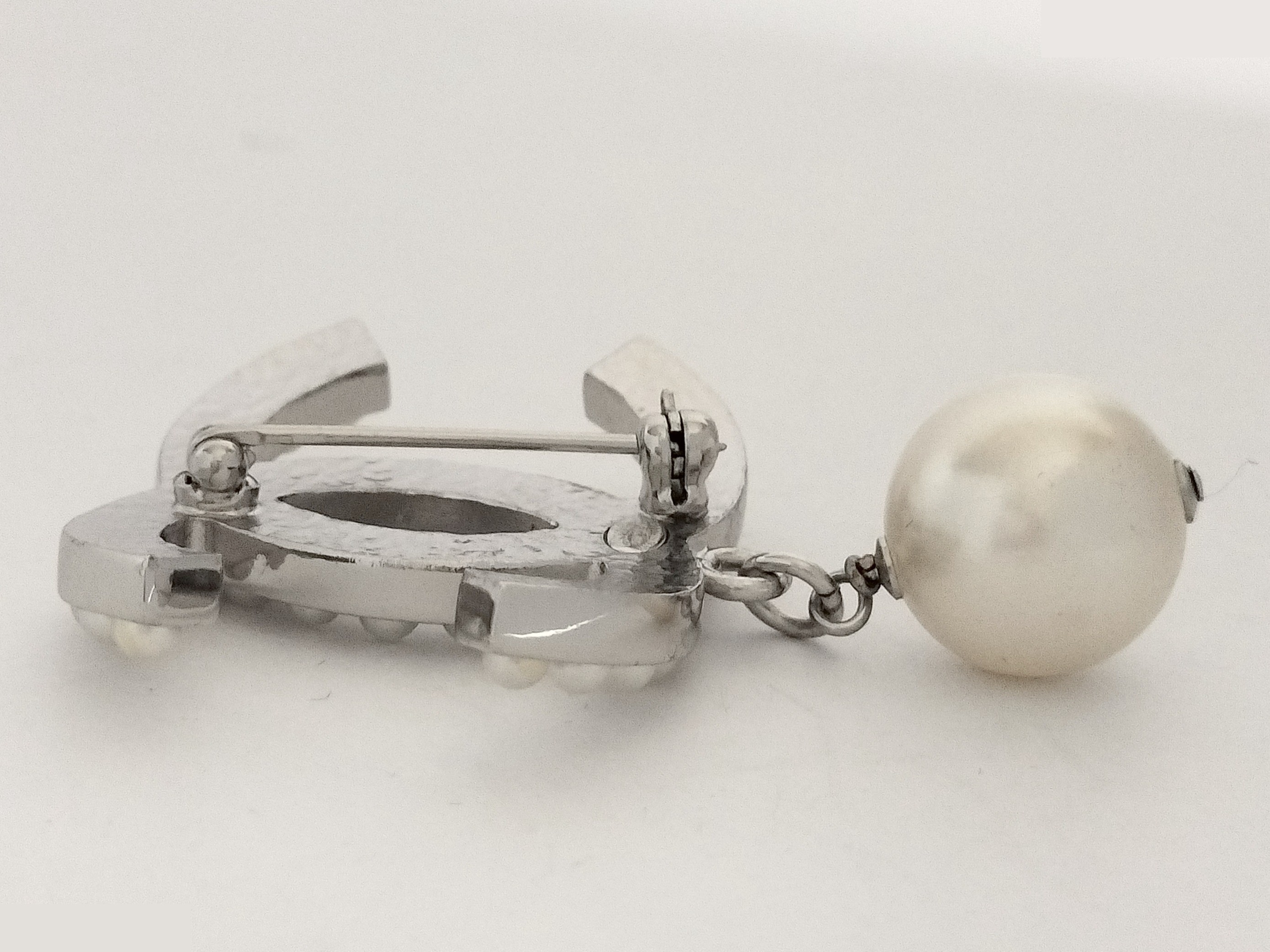 Coco F Pearl Silver Brooch — view 5