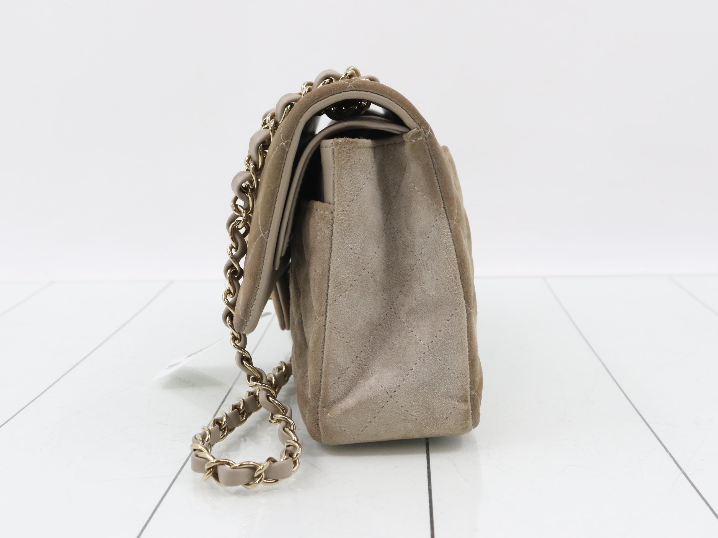 IC Plate Matelassé 25 Suede Double Flap Brown x Gray — view 3