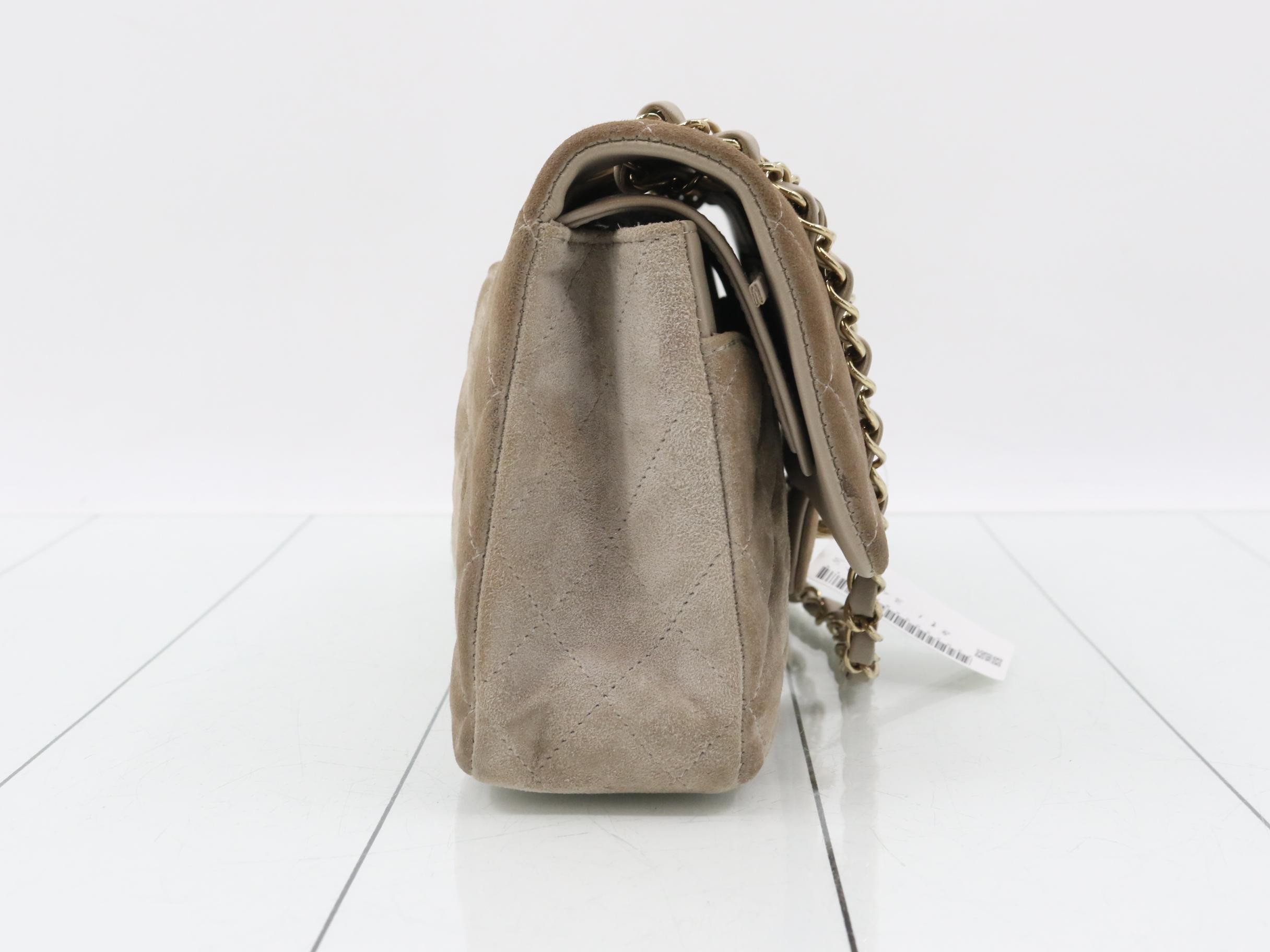 IC Plate Matelassé 25 Suede Double Flap Brown x Gray — view 4