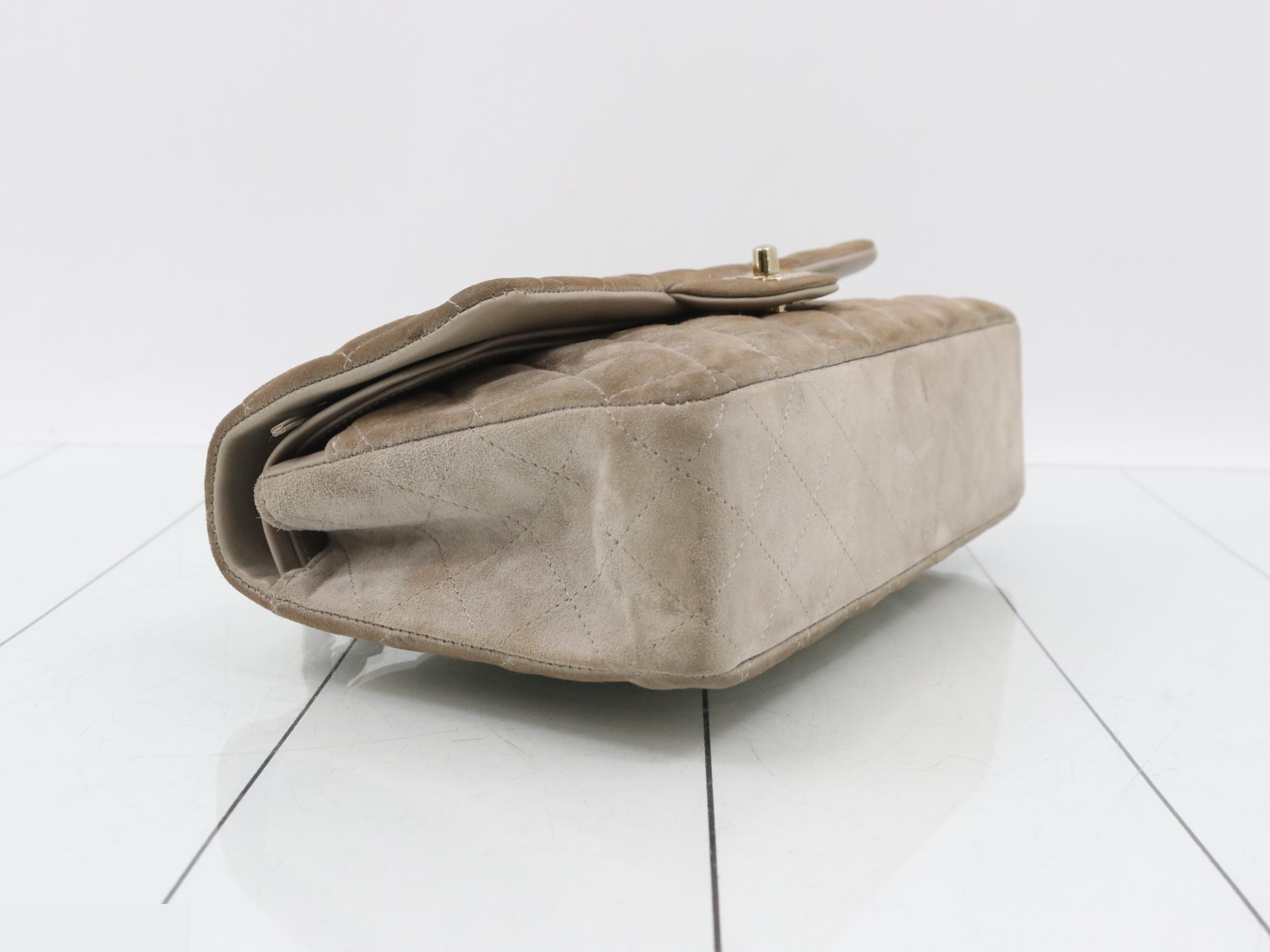 IC Plate Matelassé 25 Suede Double Flap Brown x Gray — view 5