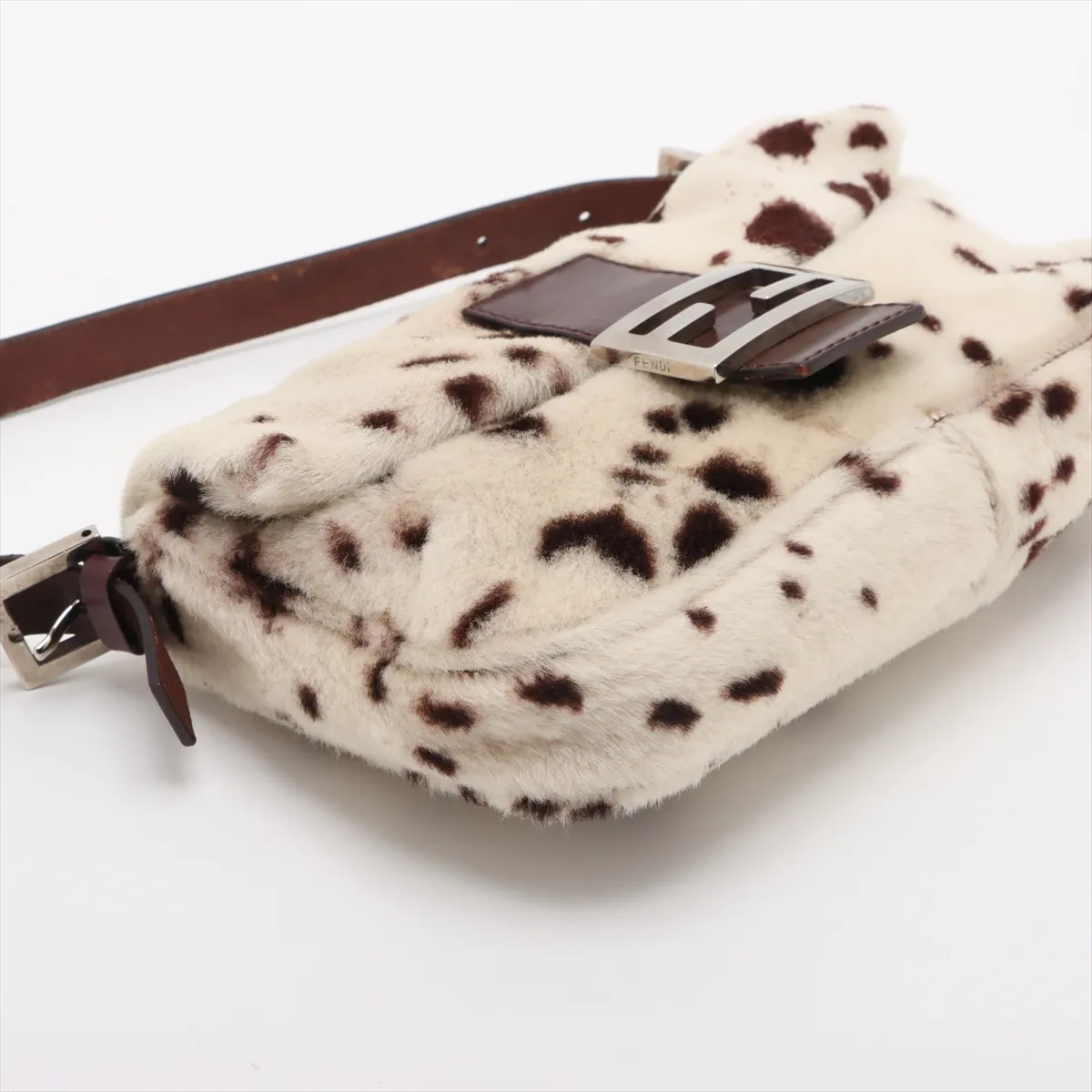[Individually wrapped] Fendi Mamma Bucket Harako x Leather Shoulder Bag White x Brown 26424 — view 4