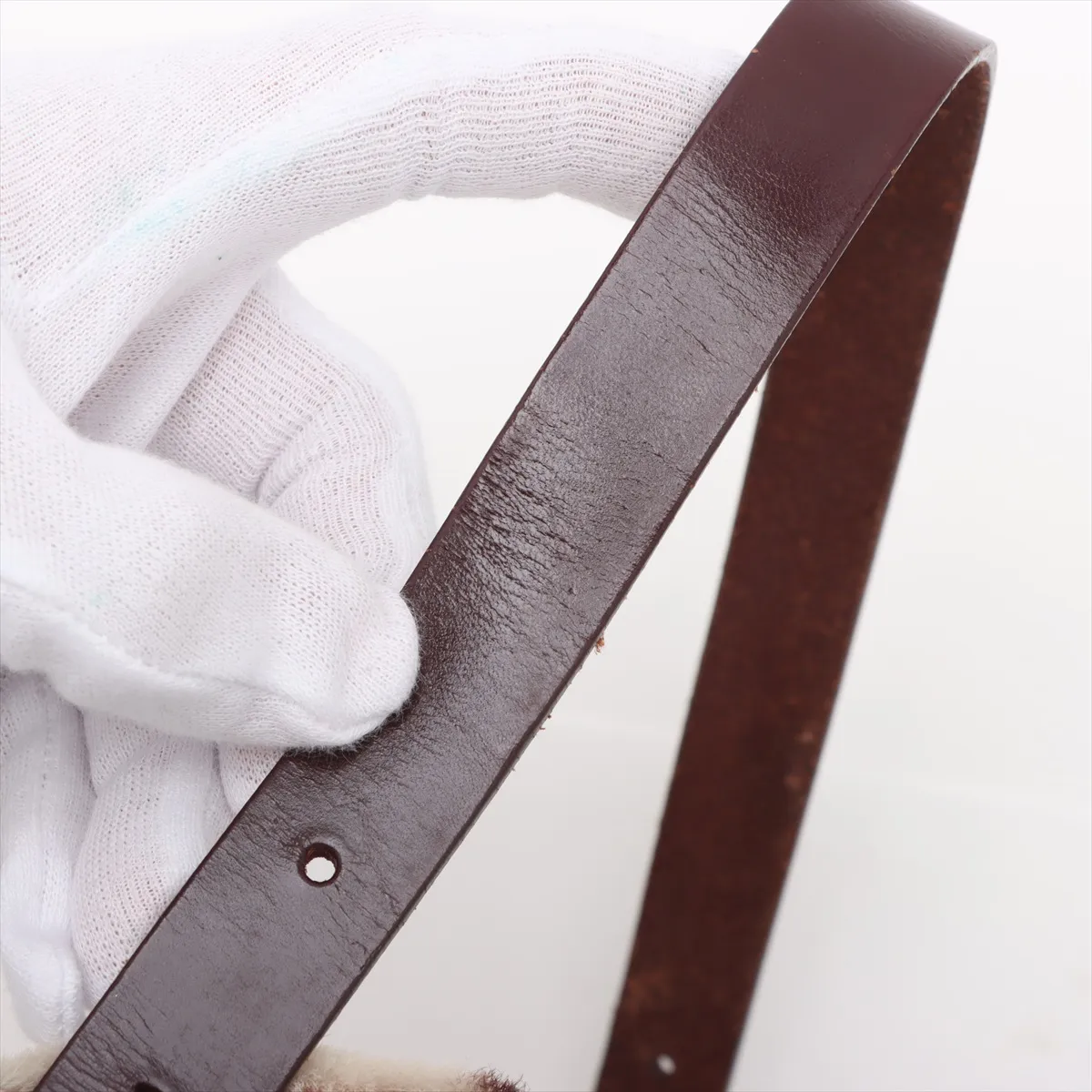 [Individually wrapped] Fendi Mamma Bucket Harako x Leather Shoulder Bag White x Brown 26424 — view 10