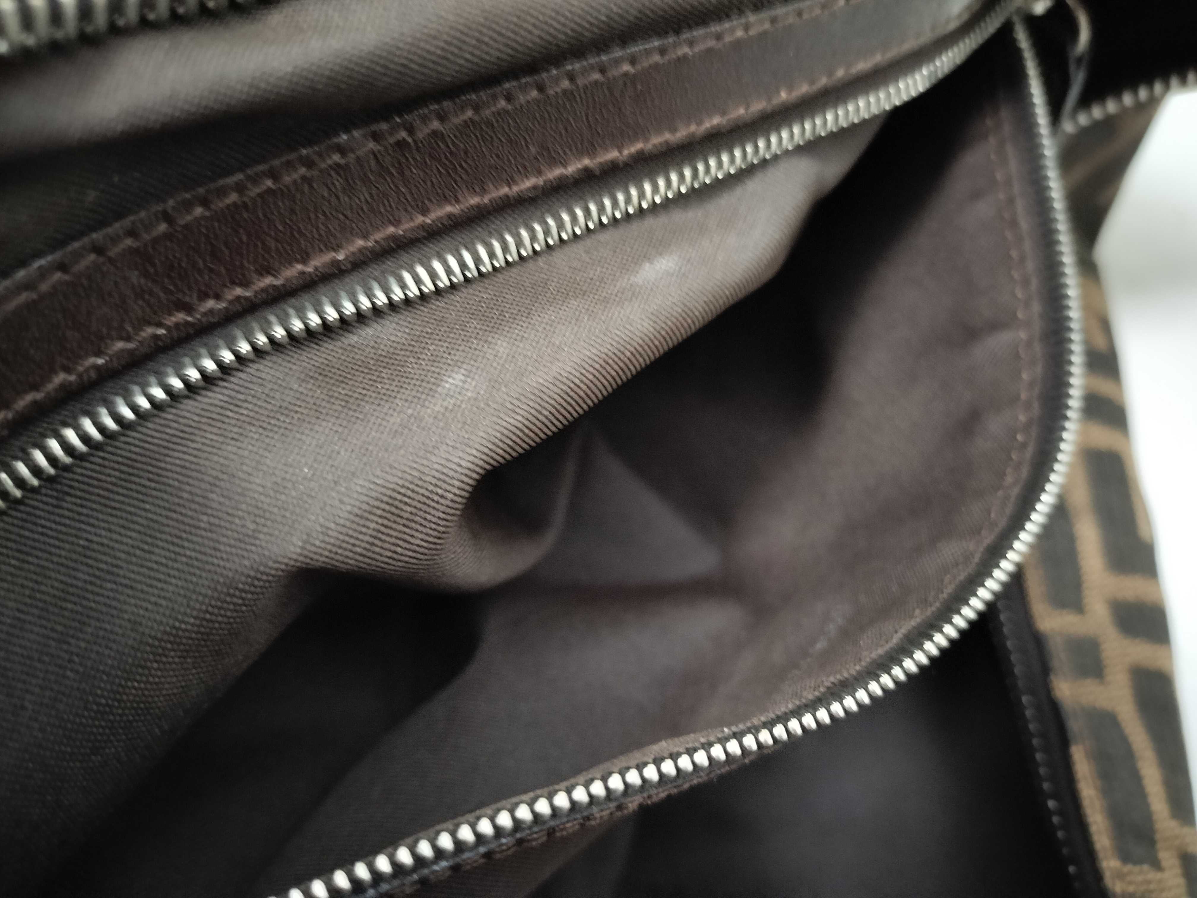 Zucca Pattern Zucca Mamma Bucket Canvas x Leather Silver Hardware Shoulder Bag — view 12