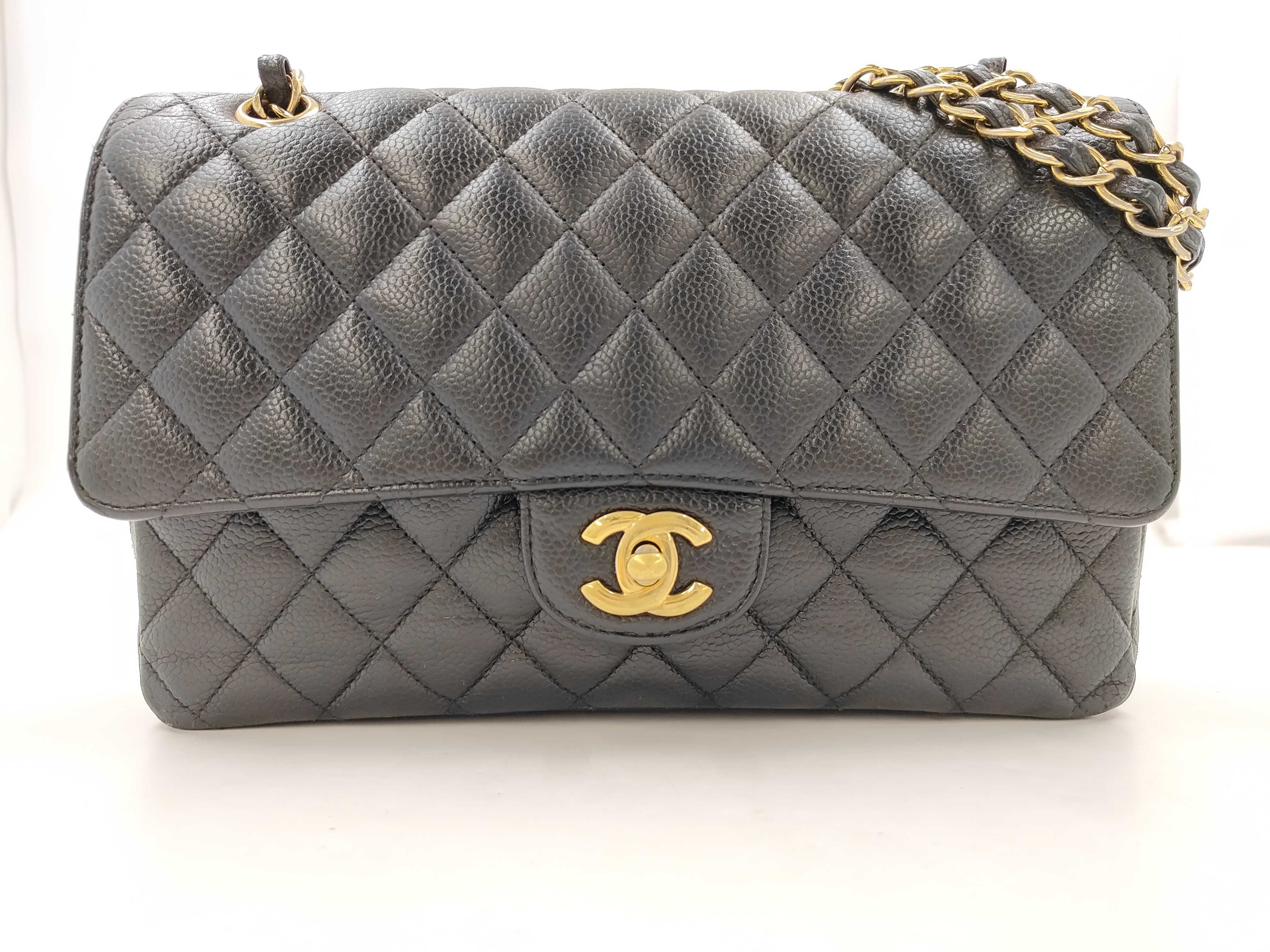Matelassé Double Flap Chain Shoulder Bag 25, Caviar Leather, Black, with original seal, serial number in the 13 range, 13865555, Shoulder Bag
