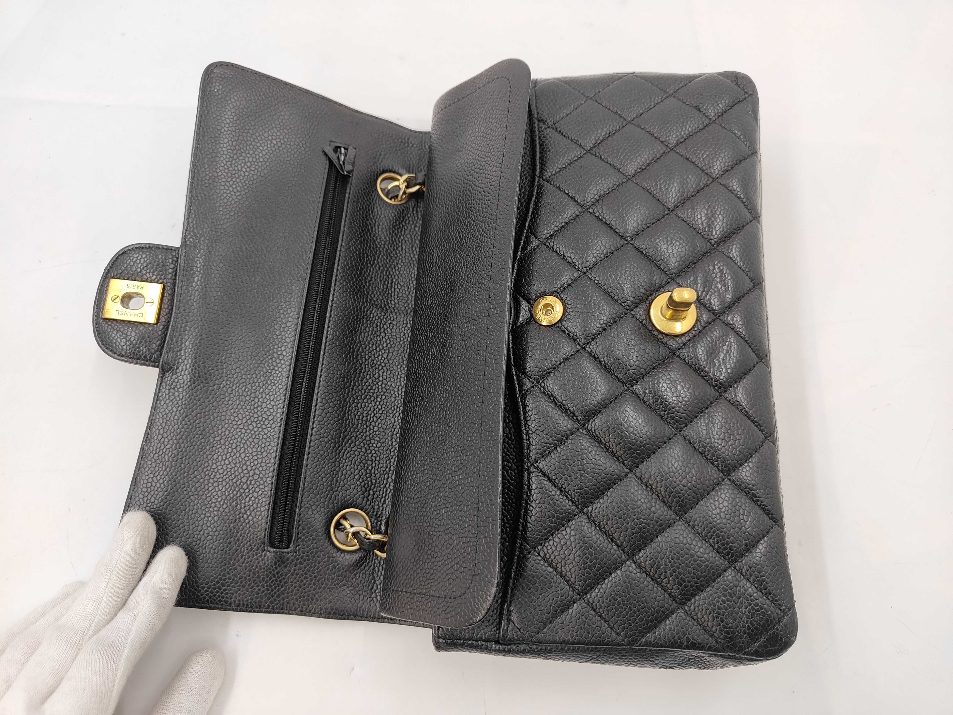 Matelassé Double Flap Chain Shoulder Bag 25, Caviar Leather, Black, with original seal, serial number in the 13 range, 13865555, Shoulder Bag — view 8