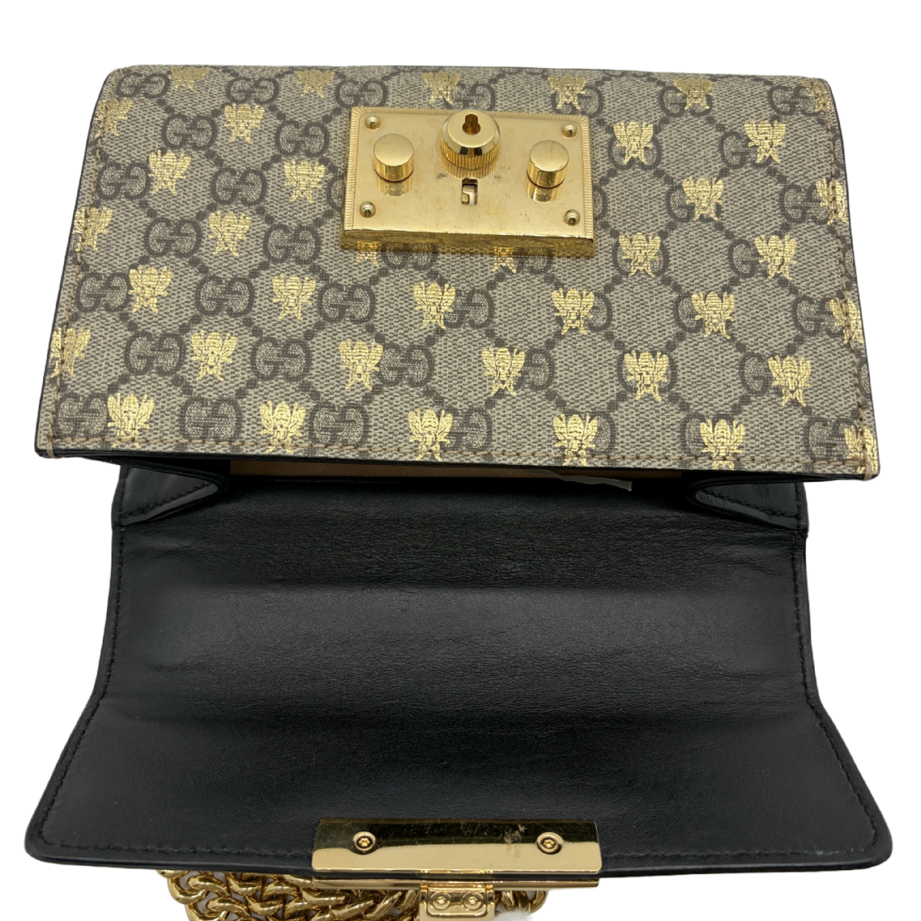 Padlock GG Supreme Bee Chain Shoulder Bag — view 8