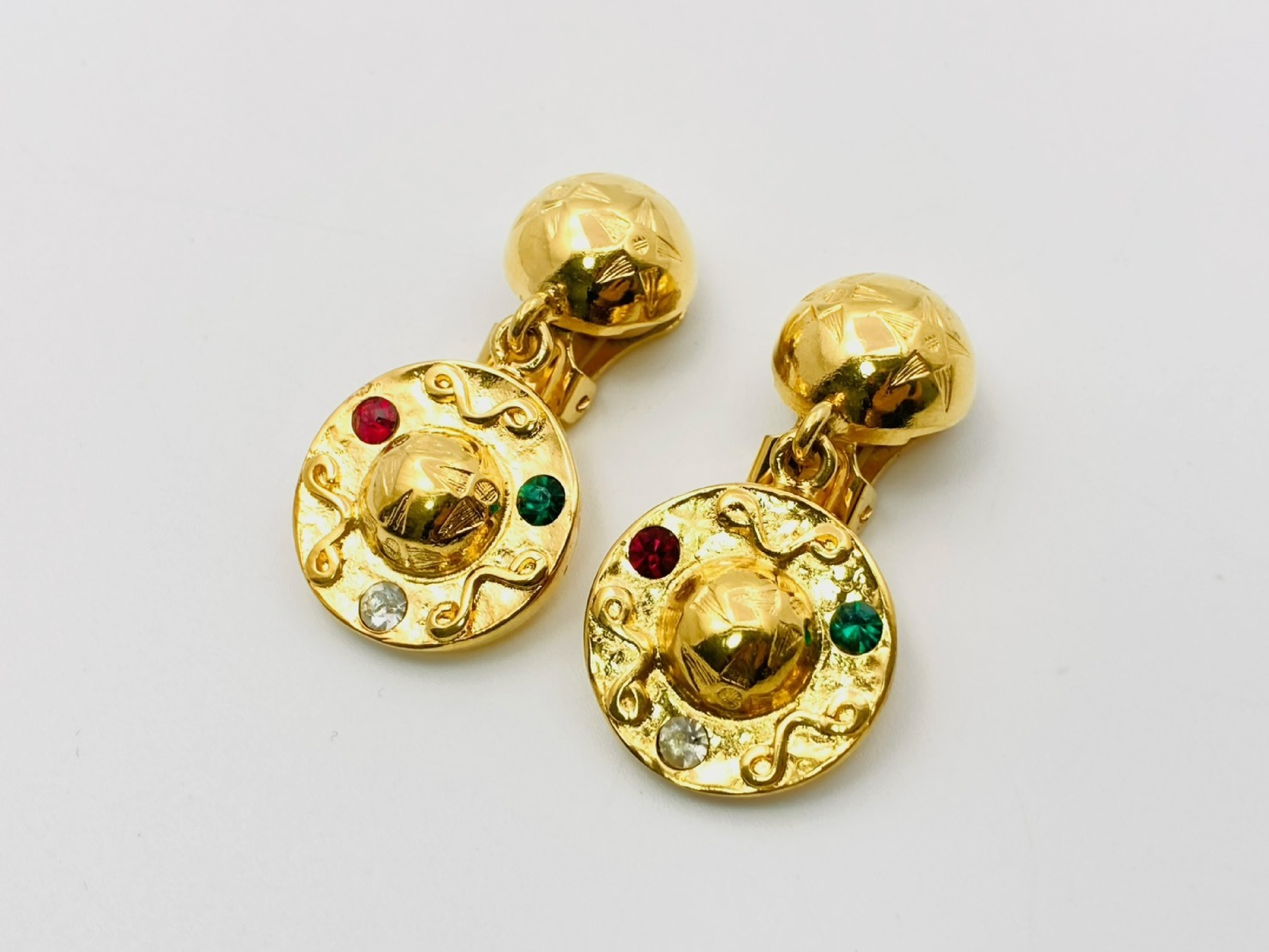 Star Ball Colored Stone Swing Earrings Gold Earrings — view 2