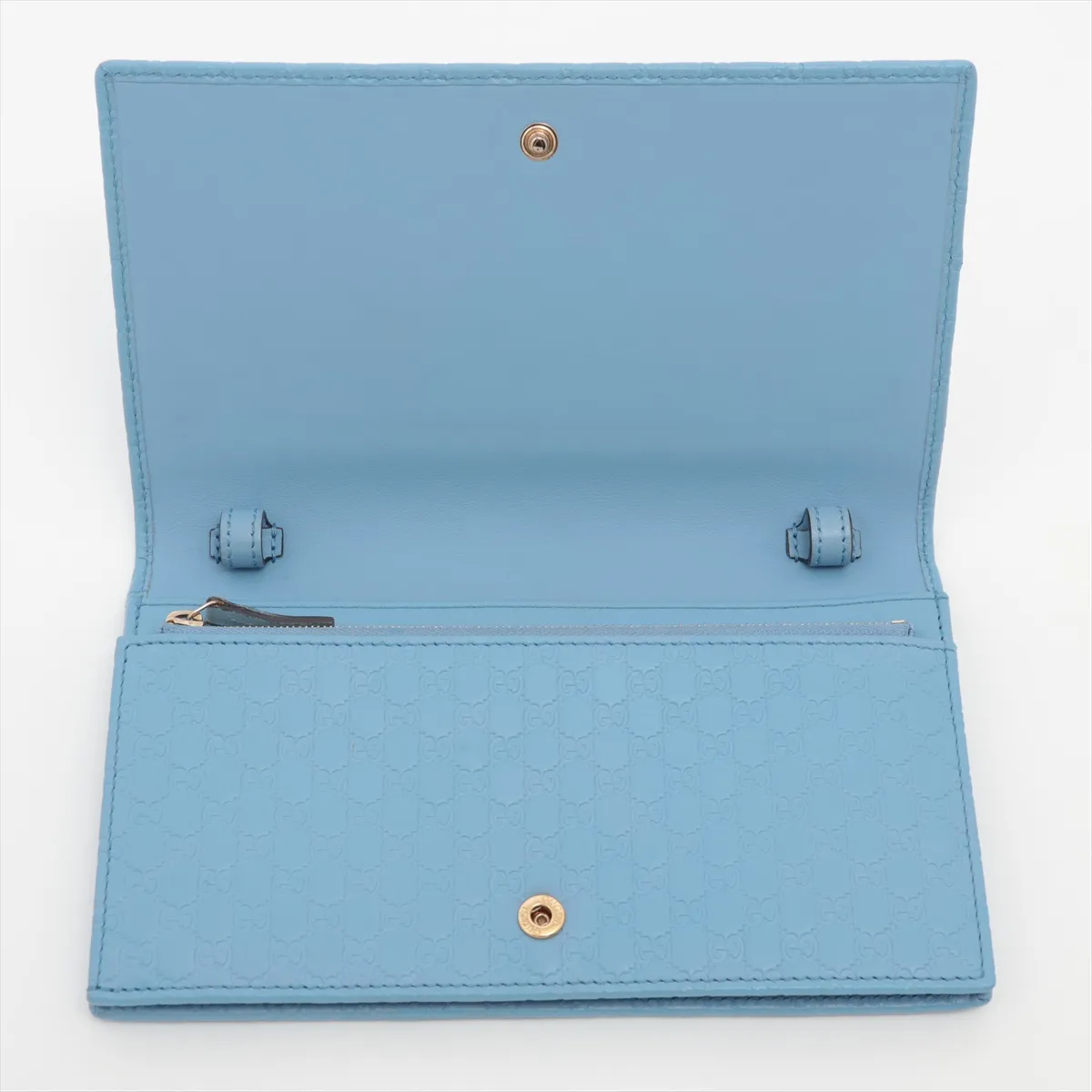 Microguccissima 466507 Leather Long Wallet, Blue, with G mark. — view 3