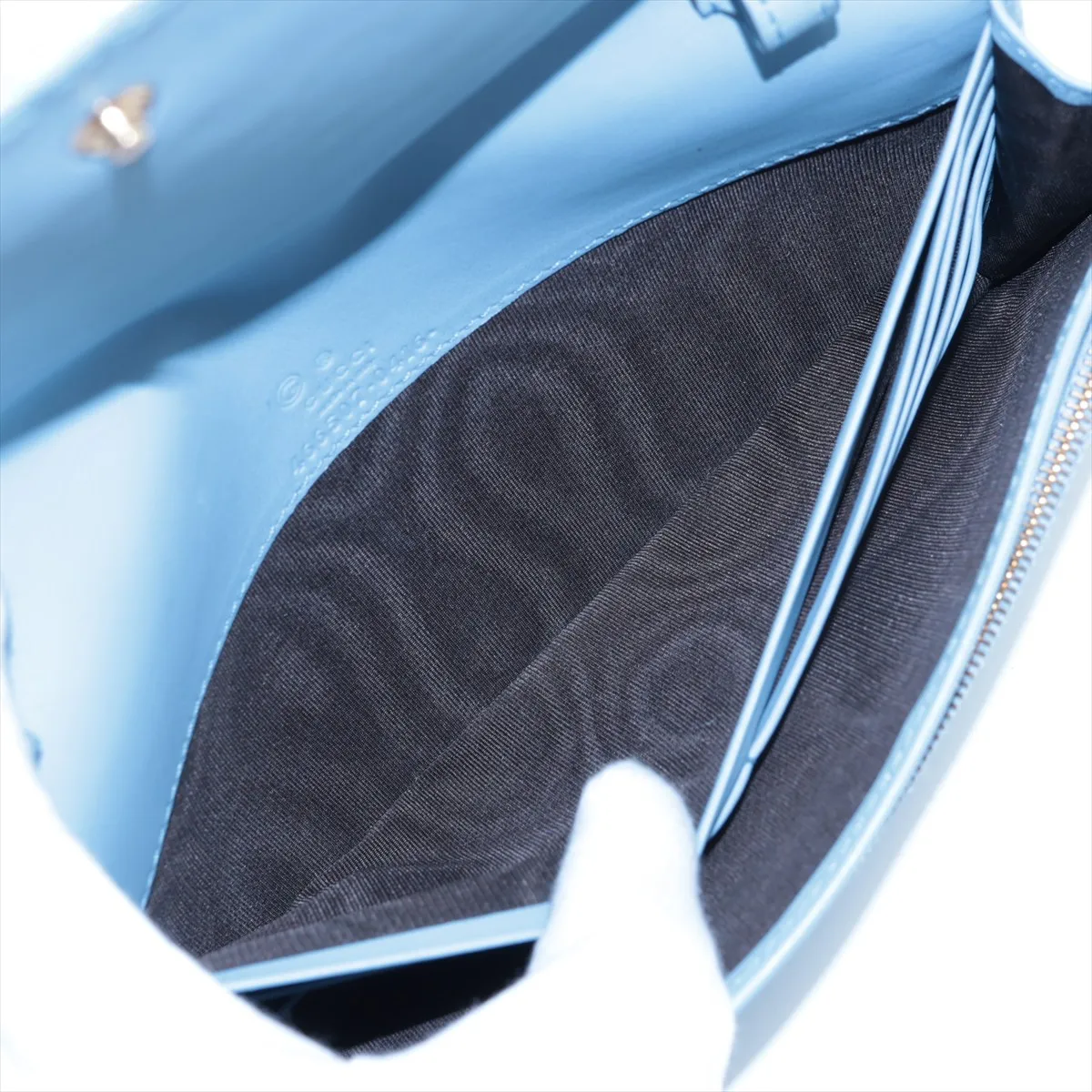 Microguccissima 466507 Leather Long Wallet, Blue, with G mark. — view 4