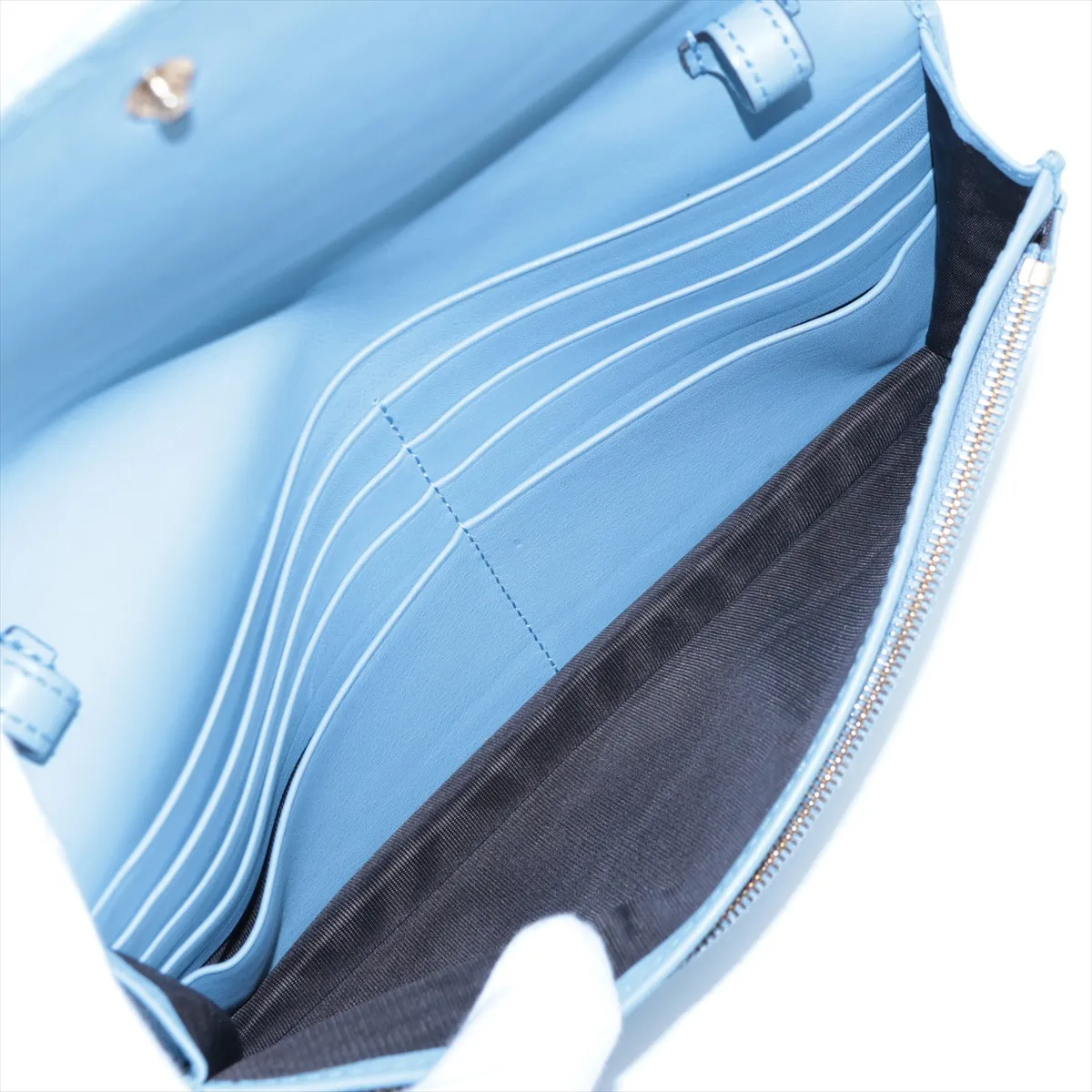 Microguccissima 466507 Leather Long Wallet, Blue, with G mark. — view 5