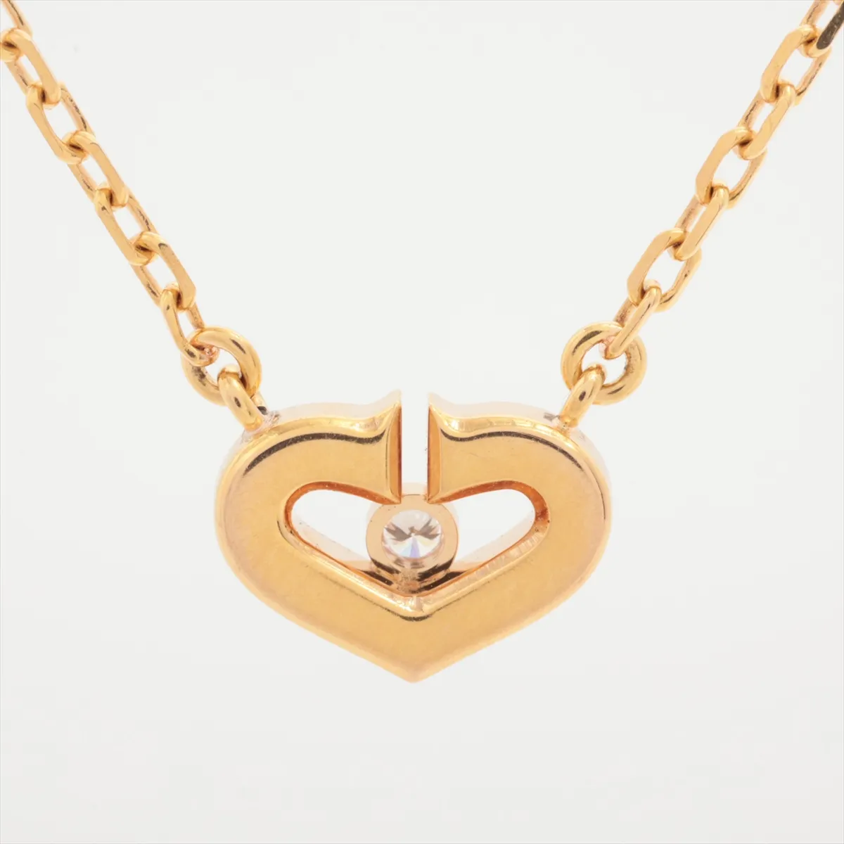 C Heart 1P Diamond Necklace 750 (Yellow Gold) 4.0g P07065 (Exposed Crab Clasp) — view 2