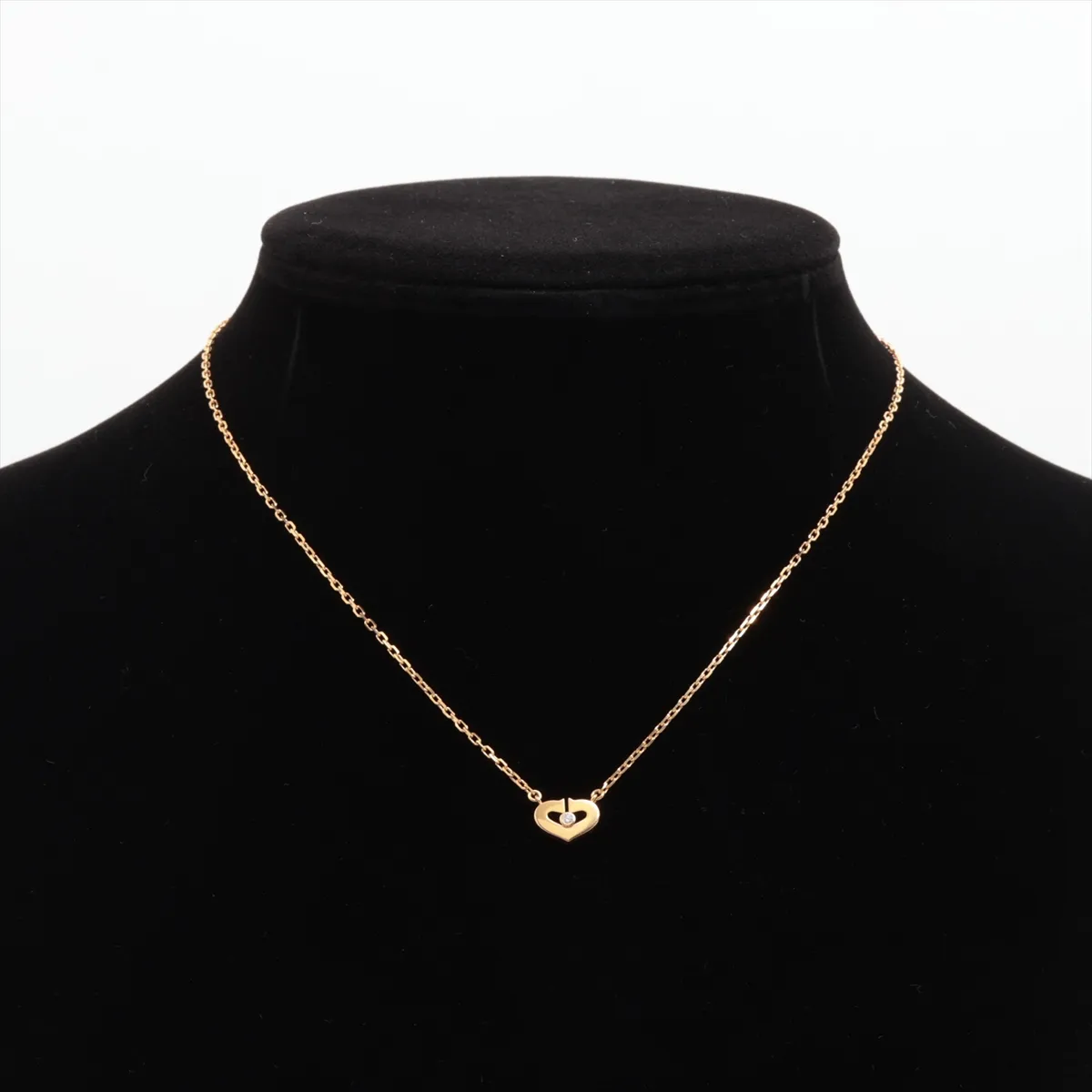 C Heart 1P Diamond Necklace 750 (Yellow Gold) 4.0g P07065 (Exposed Crab Clasp) — view 5