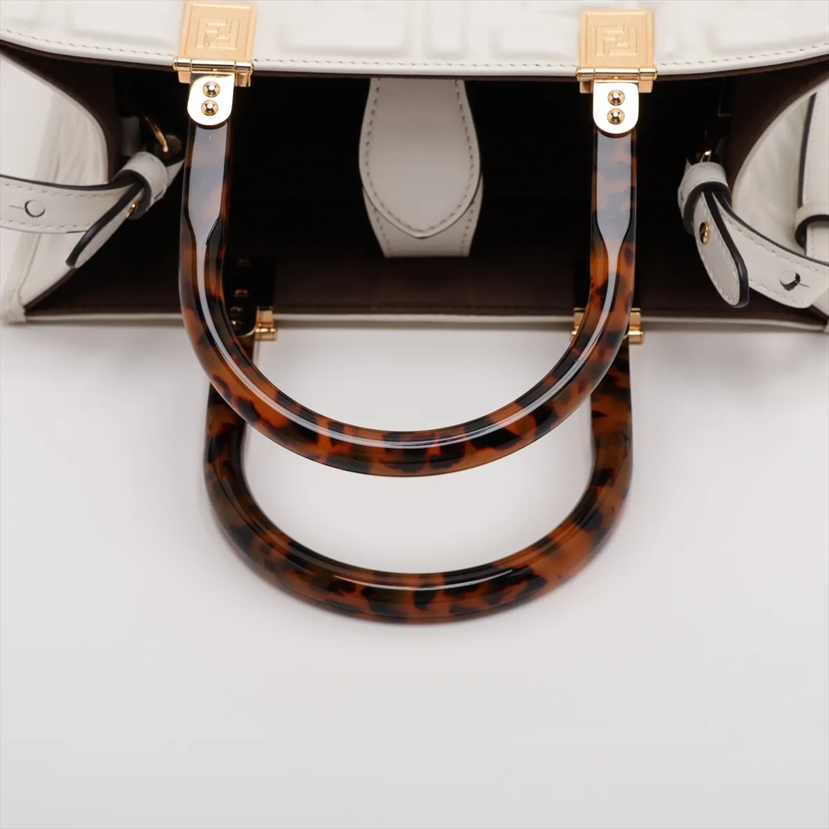 Zucca Sunshine Small Leather 2-Way Handbag, White 8BH394 — view 5