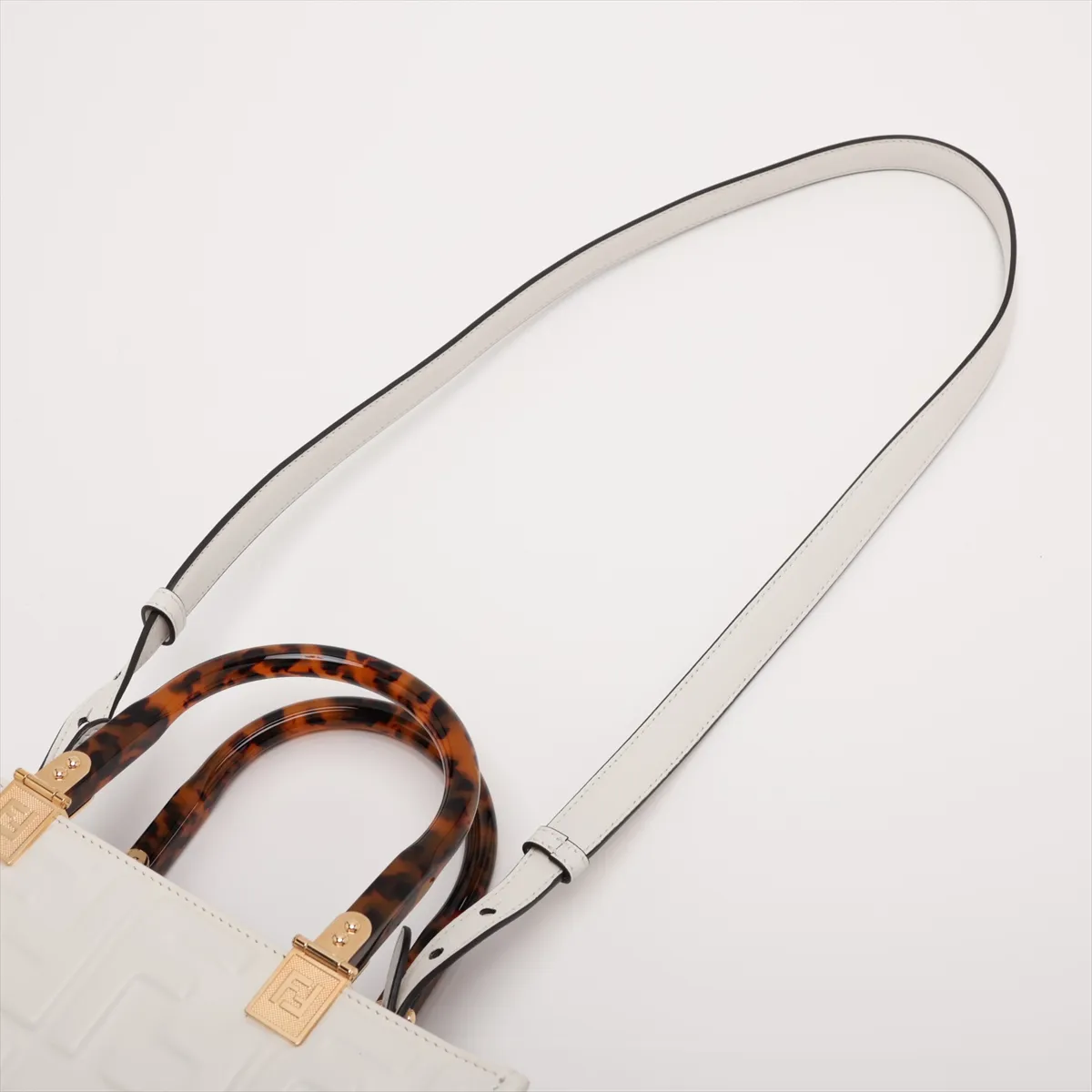 Zucca Sunshine Small Leather 2-Way Handbag, White 8BH394 — view 7