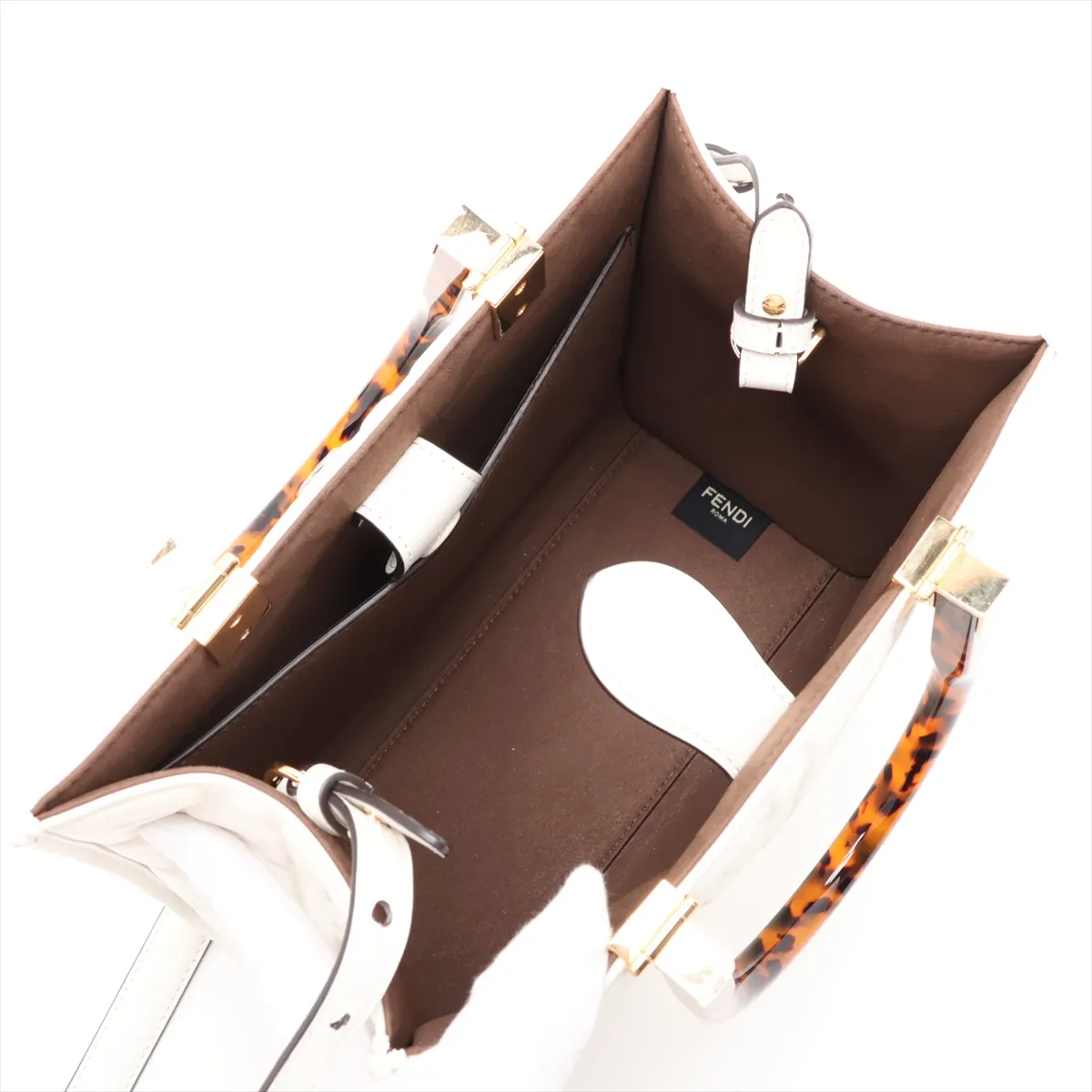 Zucca Sunshine Small Leather 2-Way Handbag, White 8BH394 — view 8