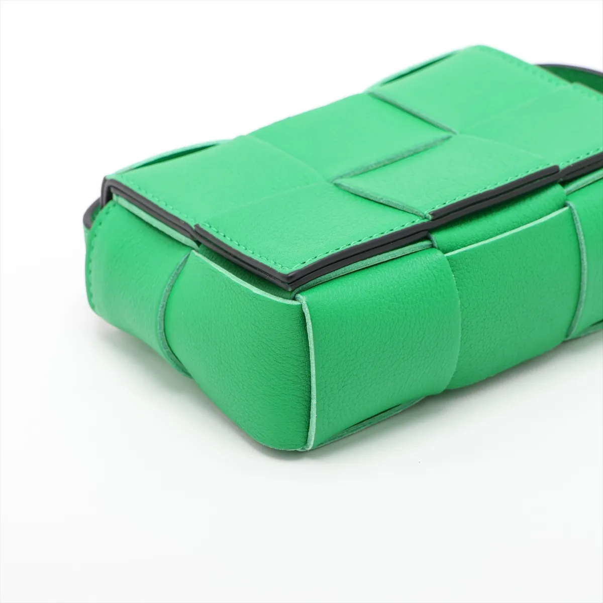 Mini Cassette Leather Shoulder Bag, Green — view 4
