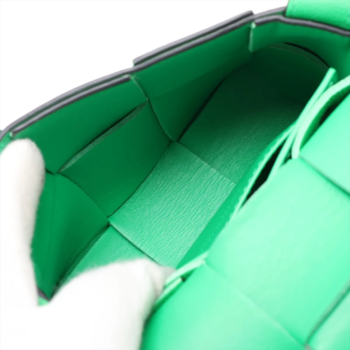 Mini Cassette Leather Shoulder Bag, Green — view 6