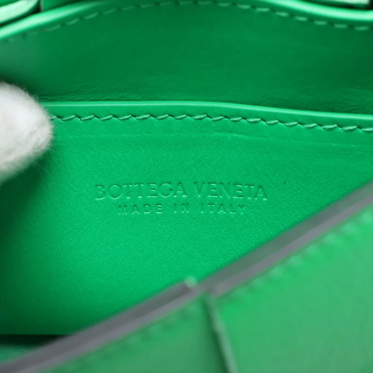 Mini Cassette Leather Shoulder Bag, Green — view 8